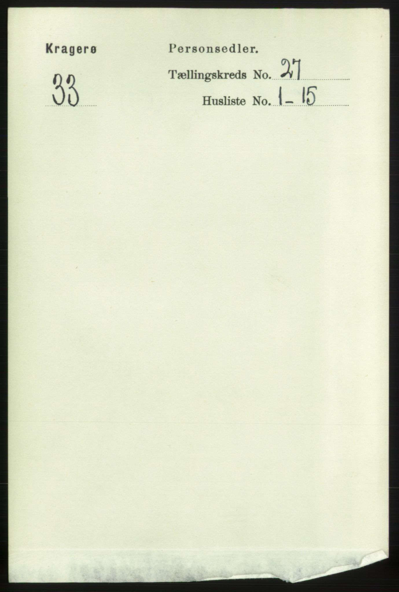 RA, 1891 census for 0801 Kragerø, 1891, p. 5289