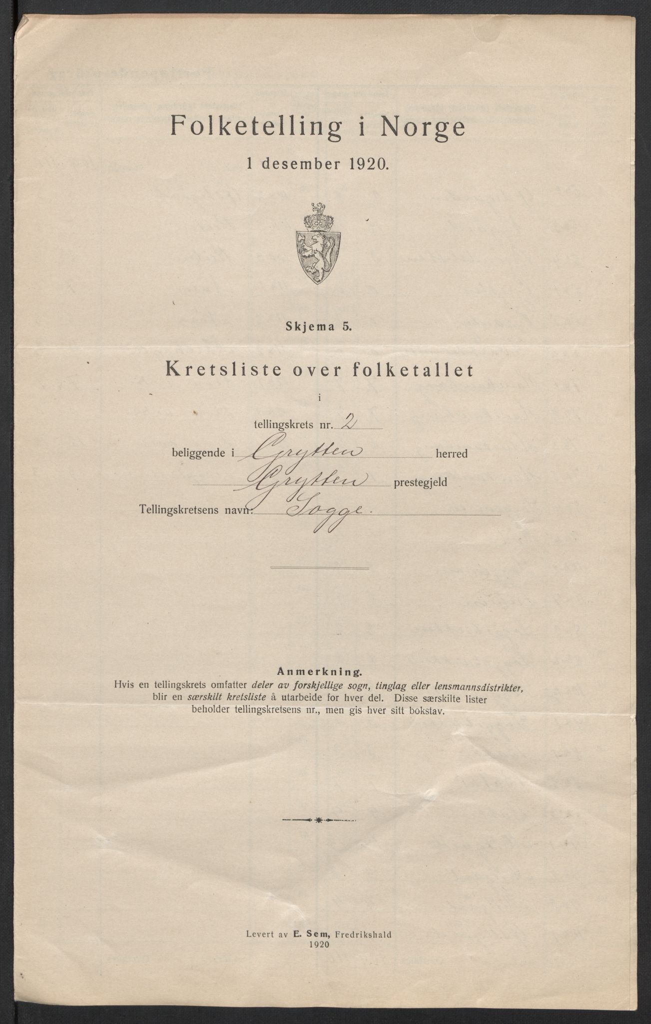 SAT, 1920 census for Grytten, 1920, p. 9