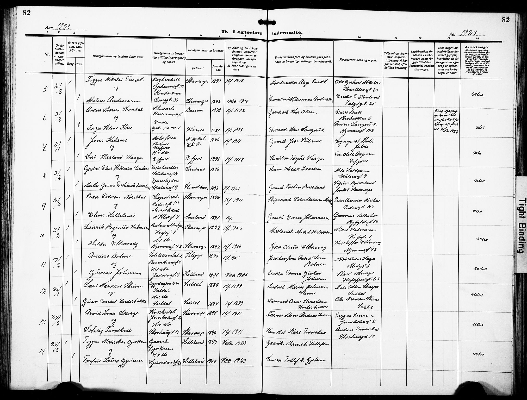 St. Johannes sokneprestkontor, AV/SAST-A-101814/001/30/30BB/L0007: Parish register (copy) no. B 7, 1917-1932, p. 82