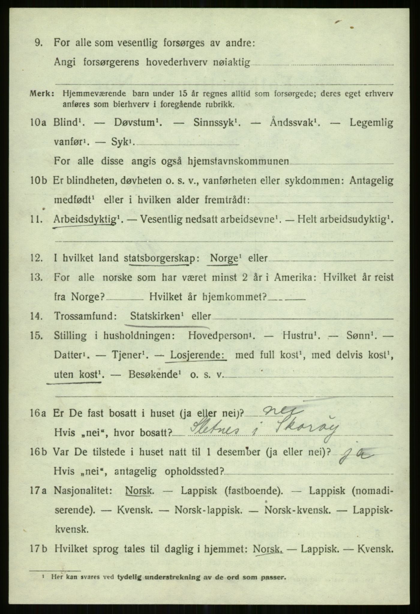 SATØ, 1920 census for Karlsøy, 1920, p. 5250