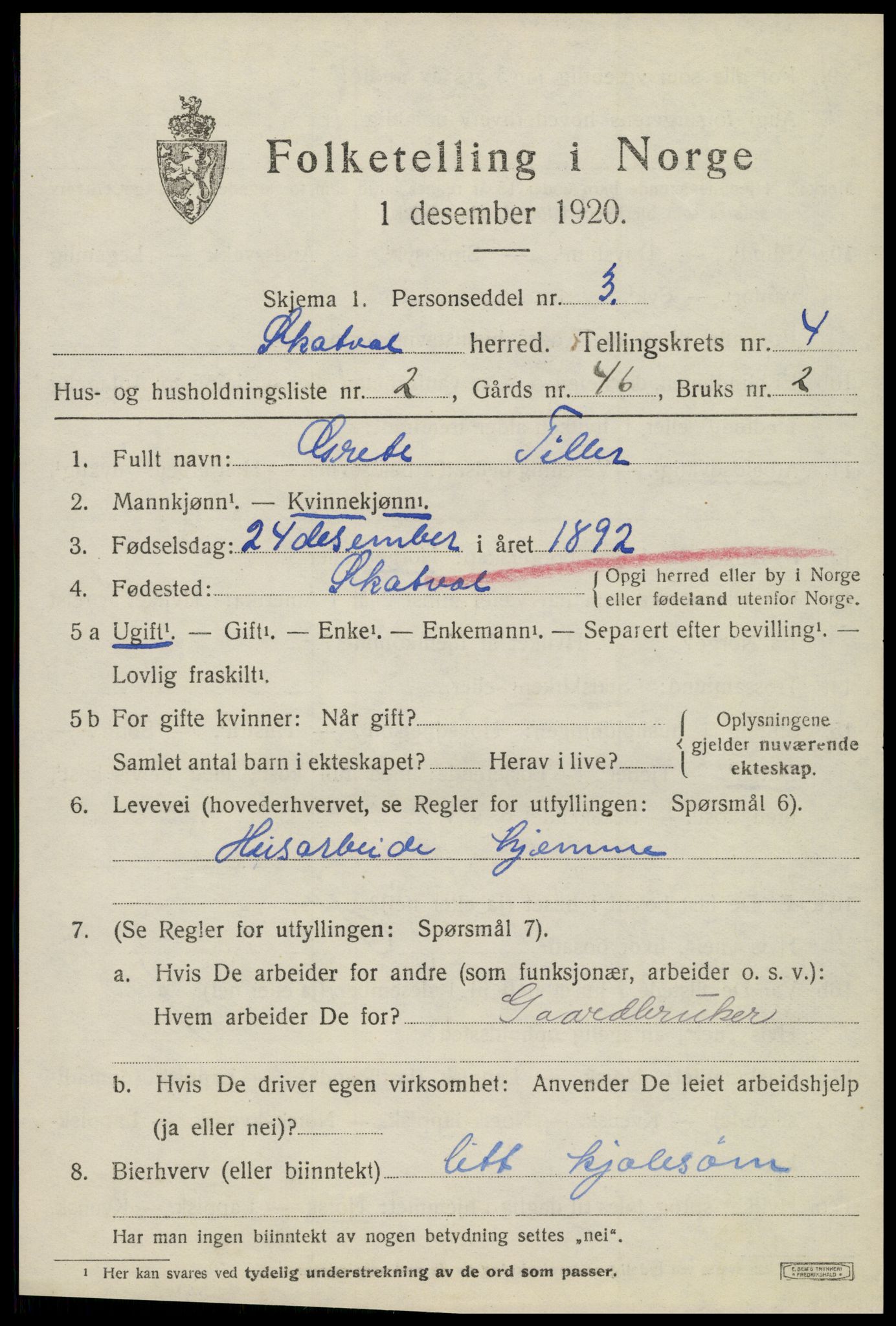 SAT, 1920 census for Skatval, 1920, p. 2465