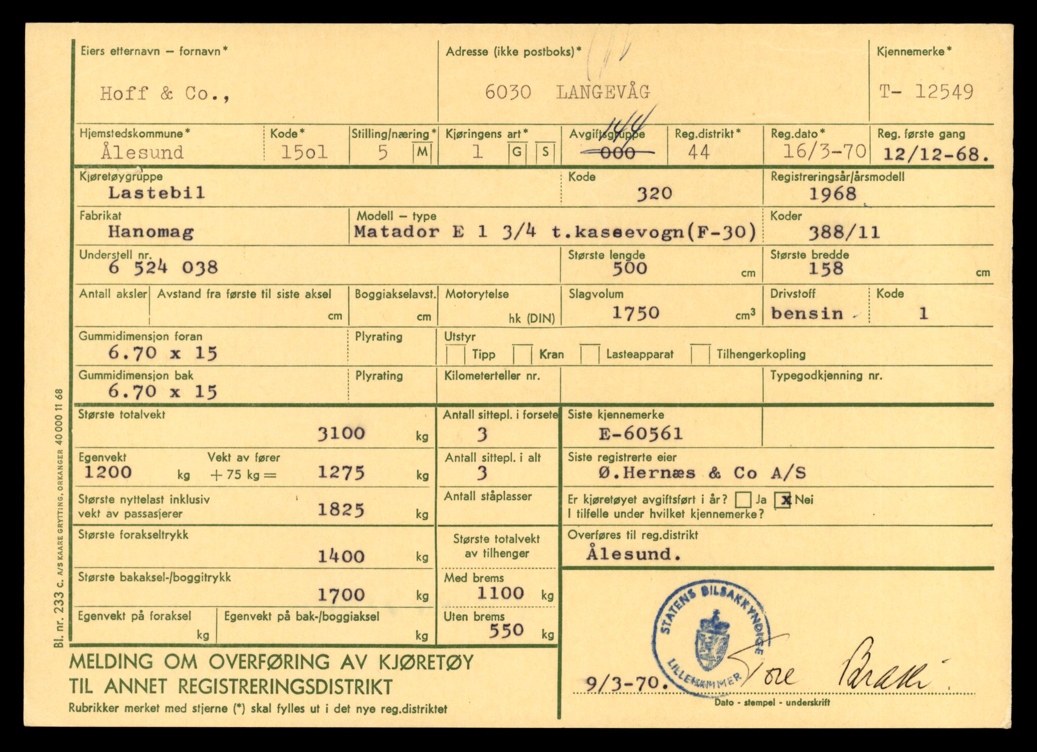 Møre og Romsdal vegkontor - Ålesund trafikkstasjon, AV/SAT-A-4099/F/Fe/L0034: Registreringskort for kjøretøy T 12500 - T 12652, 1927-1998, p. 942