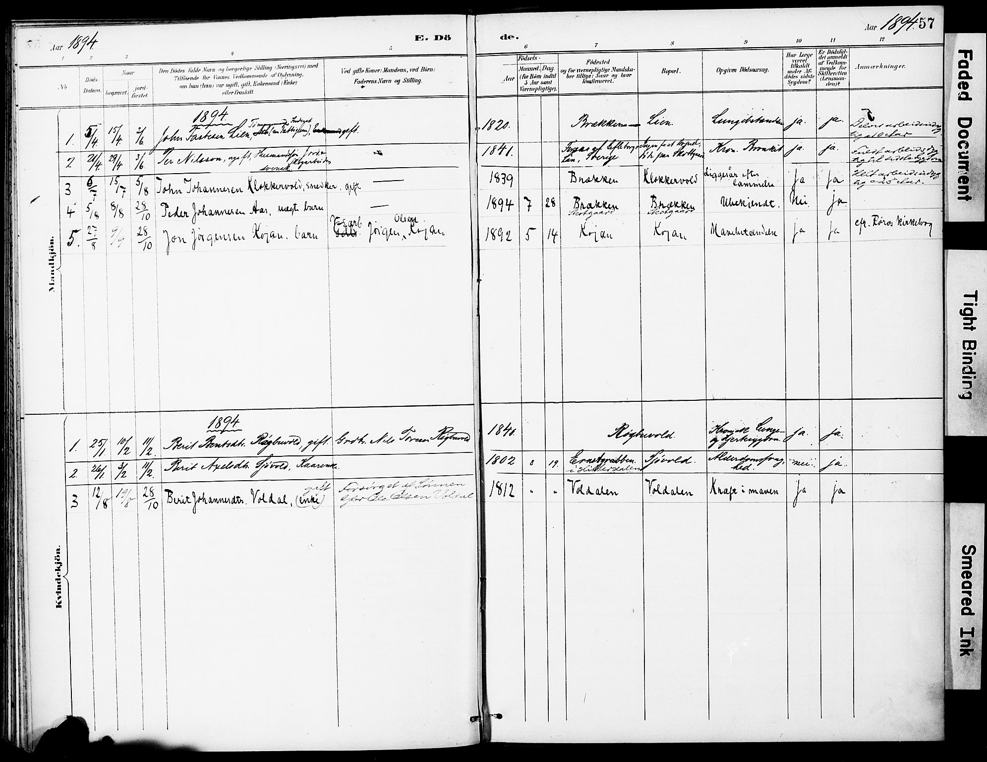 Ministerialprotokoller, klokkerbøker og fødselsregistre - Sør-Trøndelag, SAT/A-1456/683/L0948: Parish register (official) no. 683A01, 1891-1902, p. 57