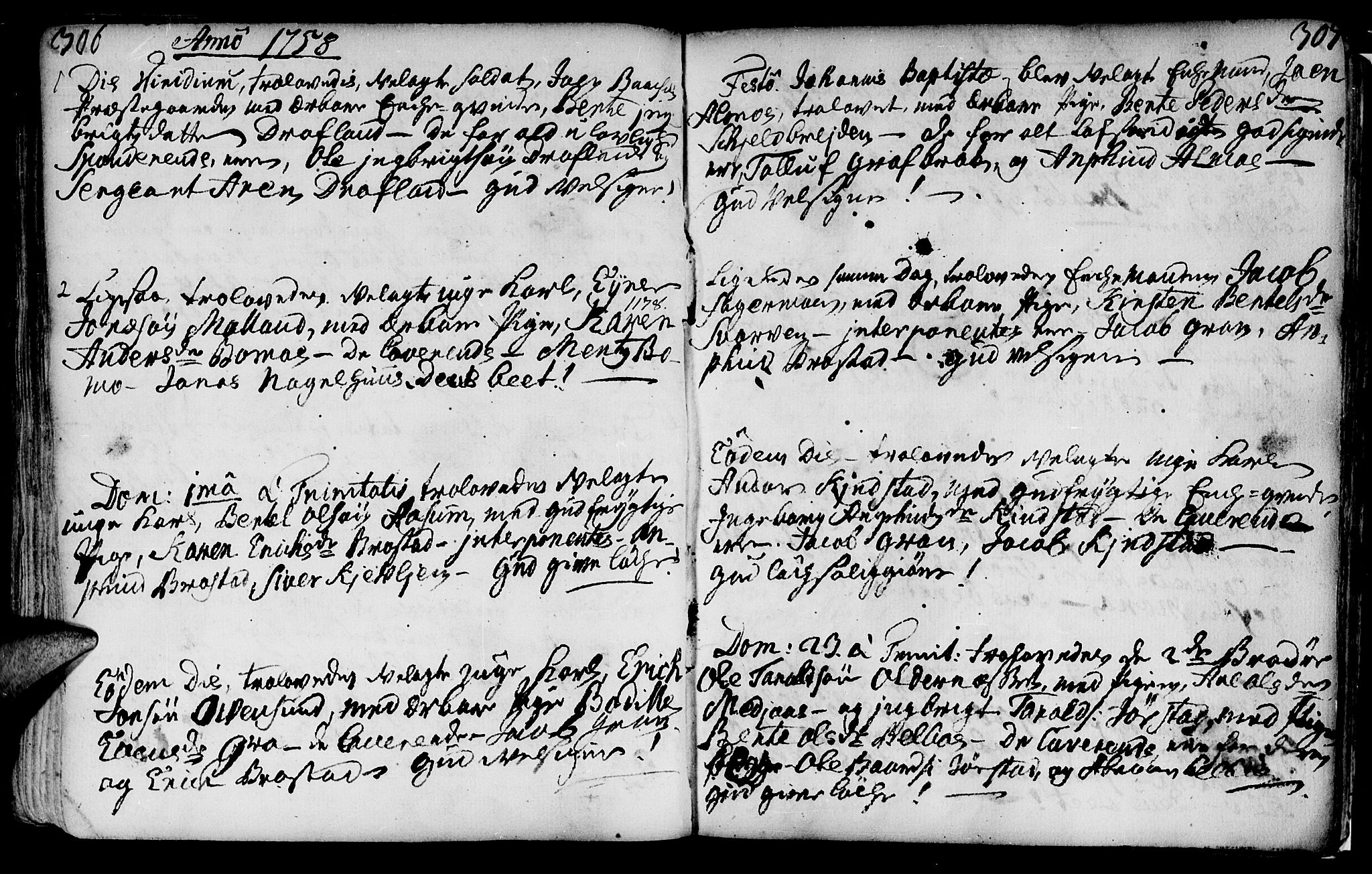 Ministerialprotokoller, klokkerbøker og fødselsregistre - Nord-Trøndelag, SAT/A-1458/749/L0467: Parish register (official) no. 749A01, 1733-1787, p. 306-307