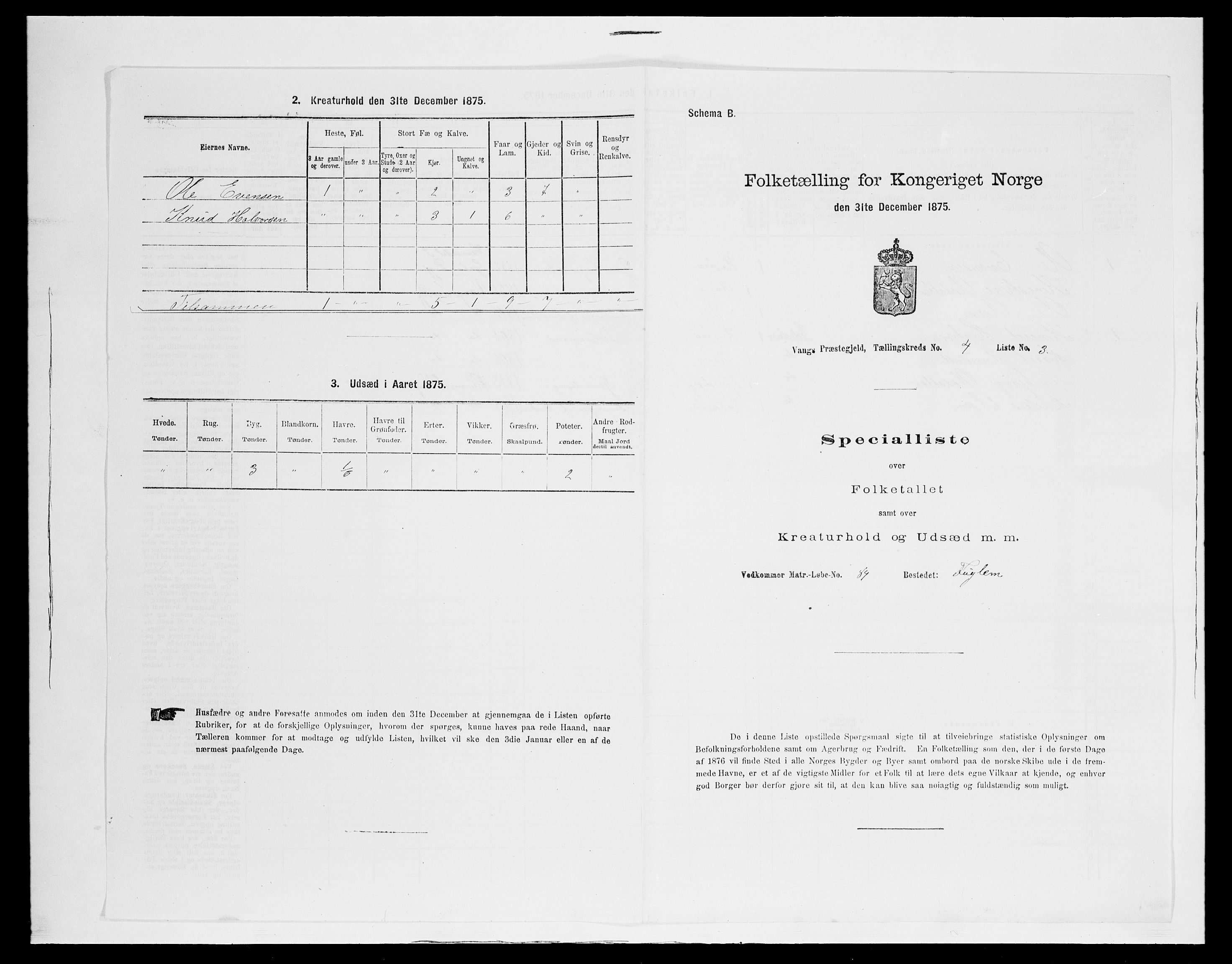 SAH, 1875 census for 0545P Vang, 1875, p. 349