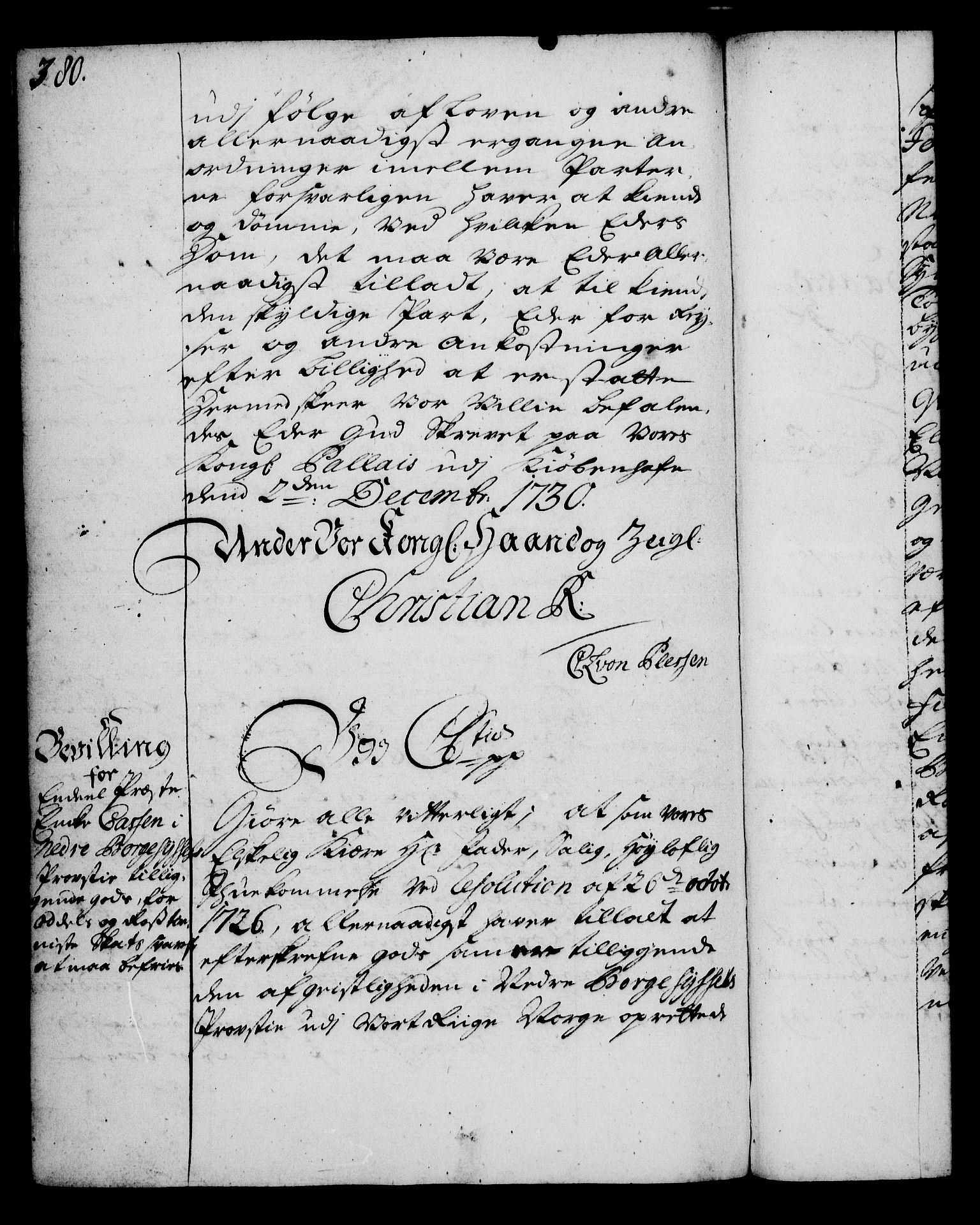 Rentekammeret, Kammerkanselliet, RA/EA-3111/G/Gg/Gga/L0003: Norsk ekspedisjonsprotokoll med register (merket RK 53.3), 1727-1734, p. 380