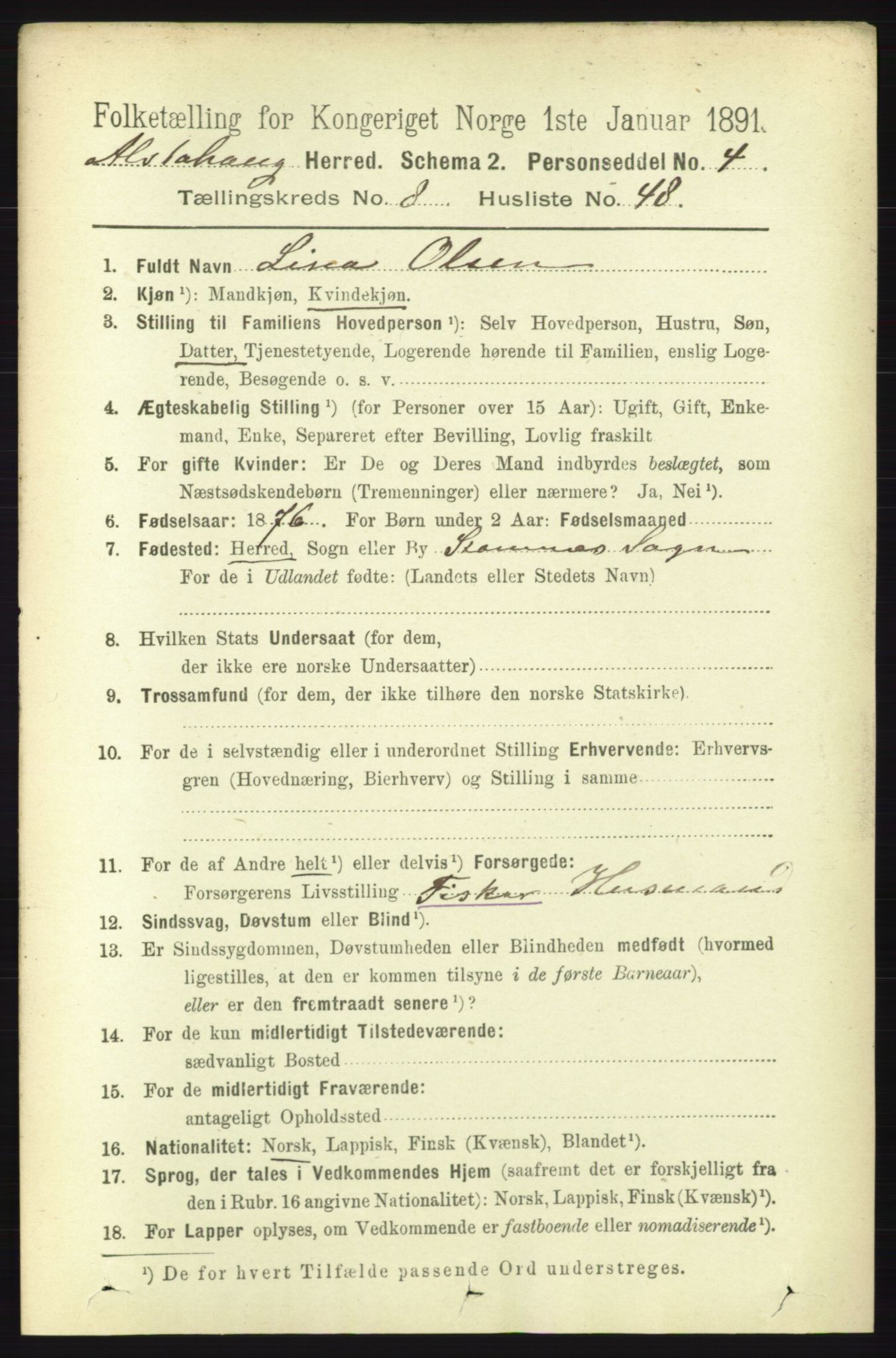 RA, 1891 census for 1820 Alstahaug, 1891, p. 3200