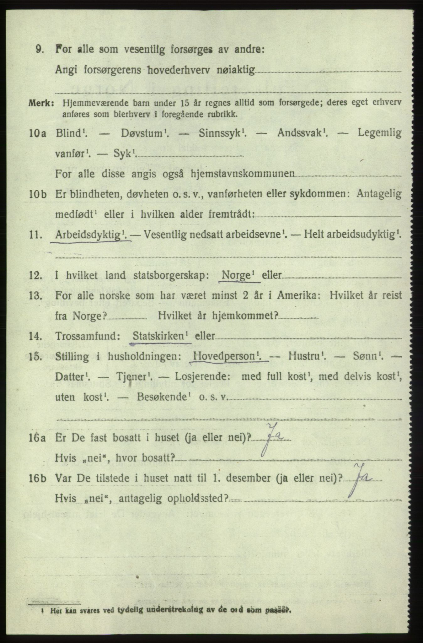 SAB, 1920 census for Bremnes, 1920, p. 4001