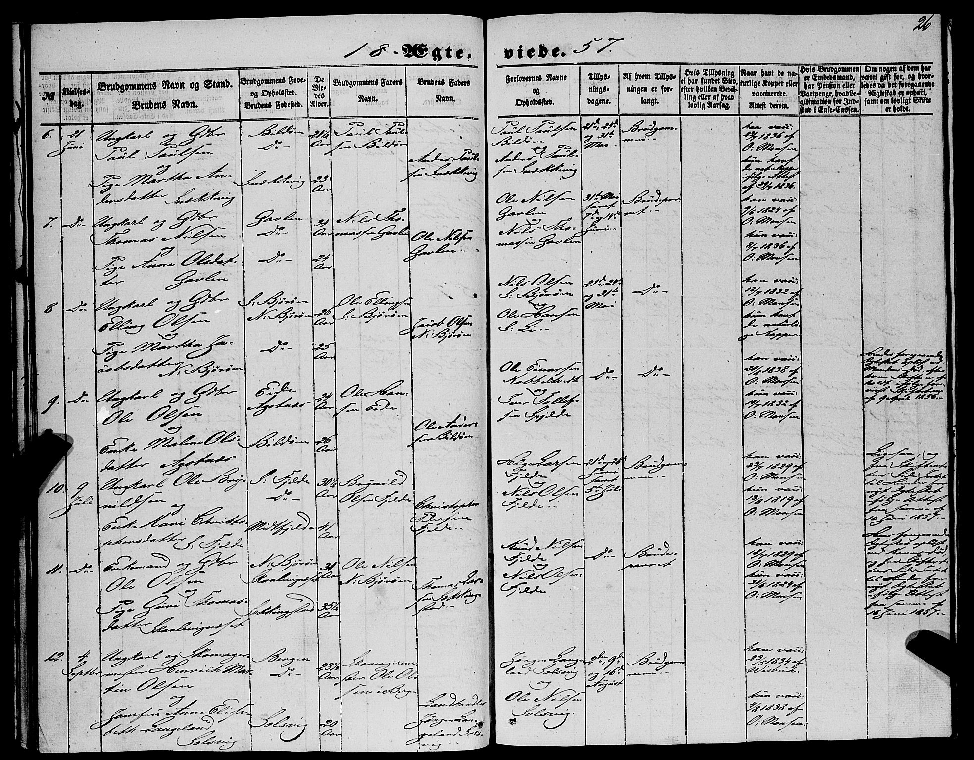 Fjell sokneprestembete, AV/SAB-A-75301/H/Haa: Parish register (official) no. A 6, 1849-1877, p. 26