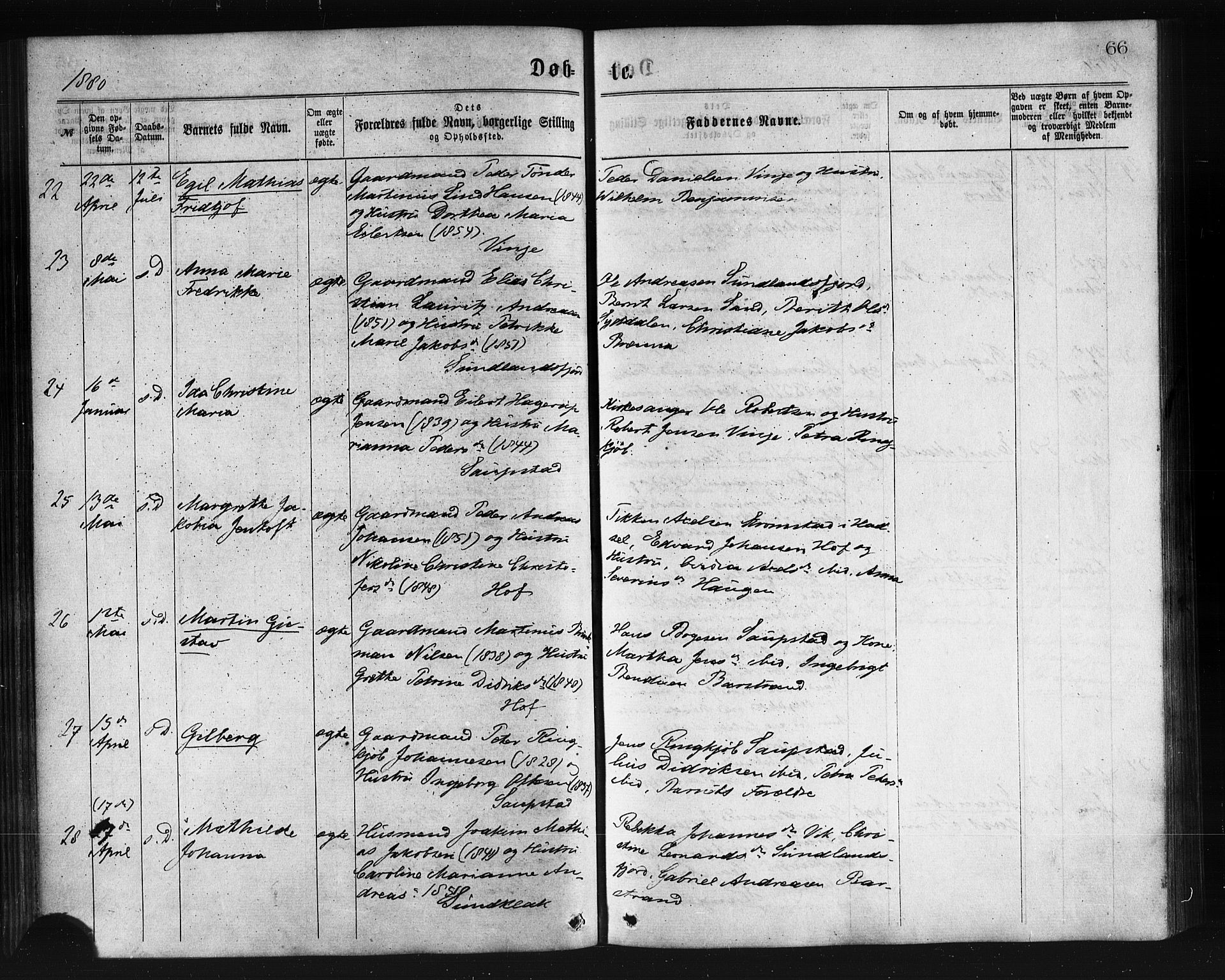 Ministerialprotokoller, klokkerbøker og fødselsregistre - Nordland, AV/SAT-A-1459/876/L1096: Parish register (official) no. 876A02, 1870-1886, p. 66