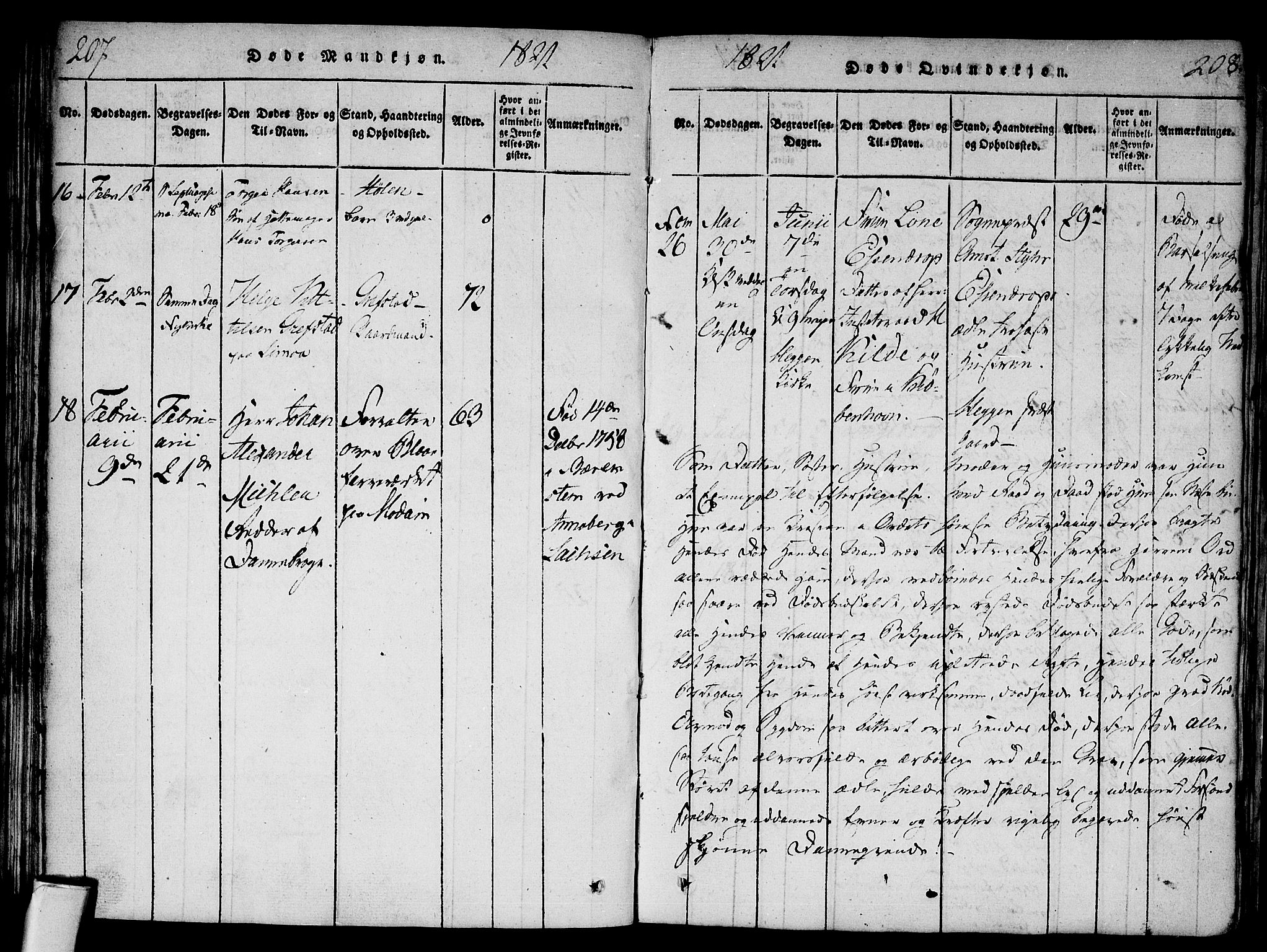 Modum kirkebøker, AV/SAKO-A-234/F/Fa/L0004: Parish register (official) no. 4, 1818-1824, p. 207-208