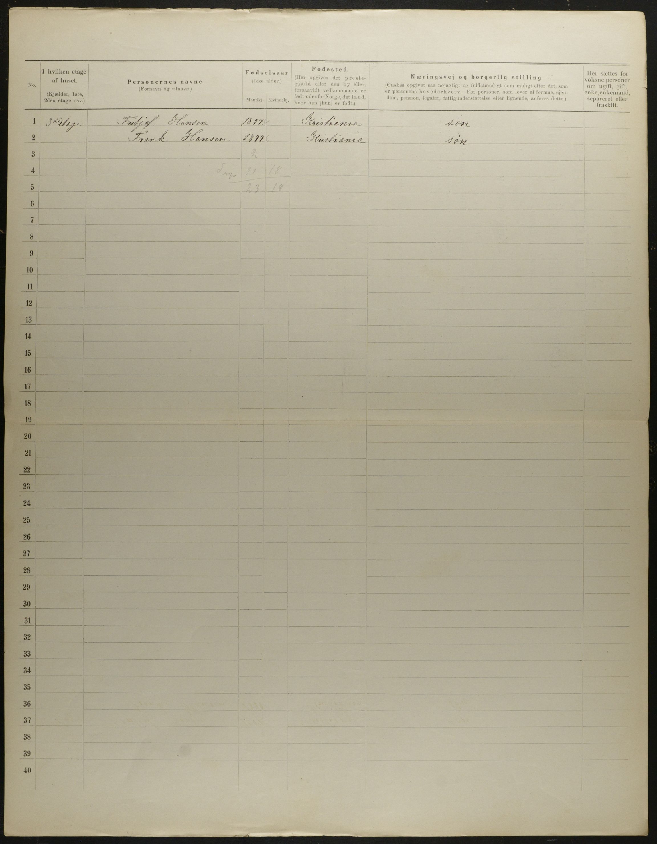 OBA, Municipal Census 1901 for Kristiania, 1901, p. 8208