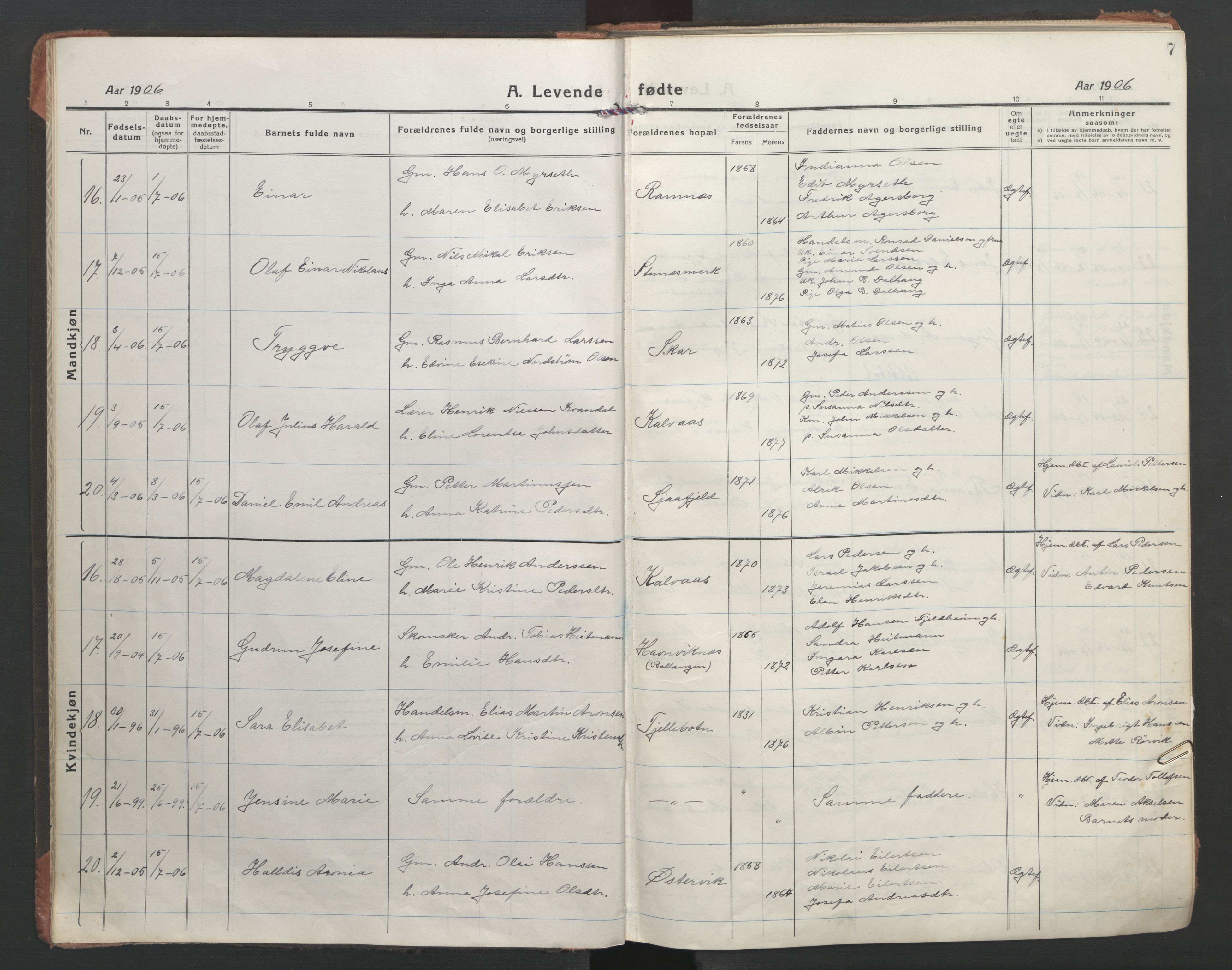 Ministerialprotokoller, klokkerbøker og fødselsregistre - Nordland, AV/SAT-A-1459/863/L0900: Parish register (official) no. 863A12, 1906-1915, p. 7