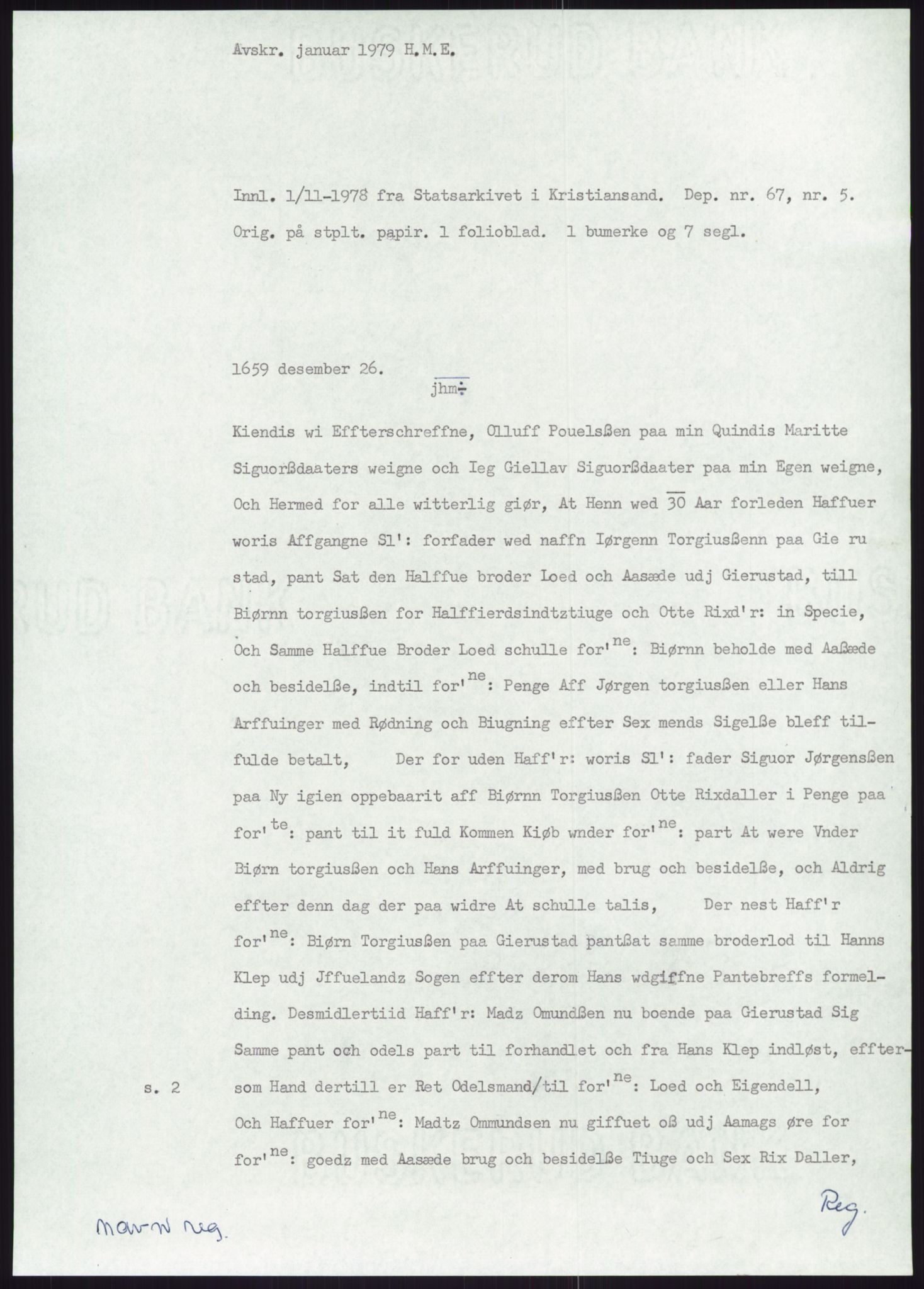 Samlinger til kildeutgivelse, Diplomavskriftsamlingen, AV/RA-EA-4053/H/Ha, p. 2980