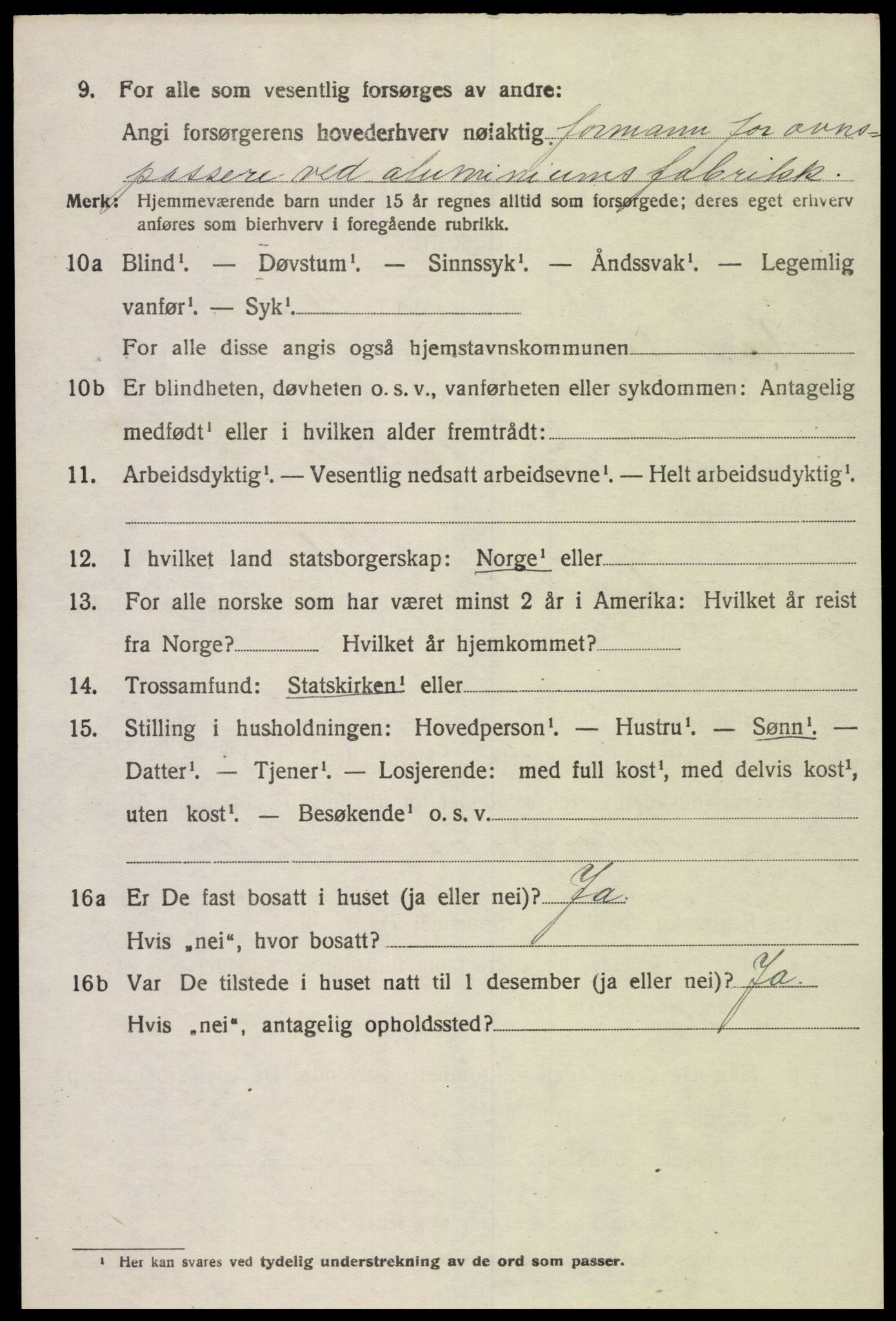 SAK, 1920 census for Vennesla, 1920, p. 2347