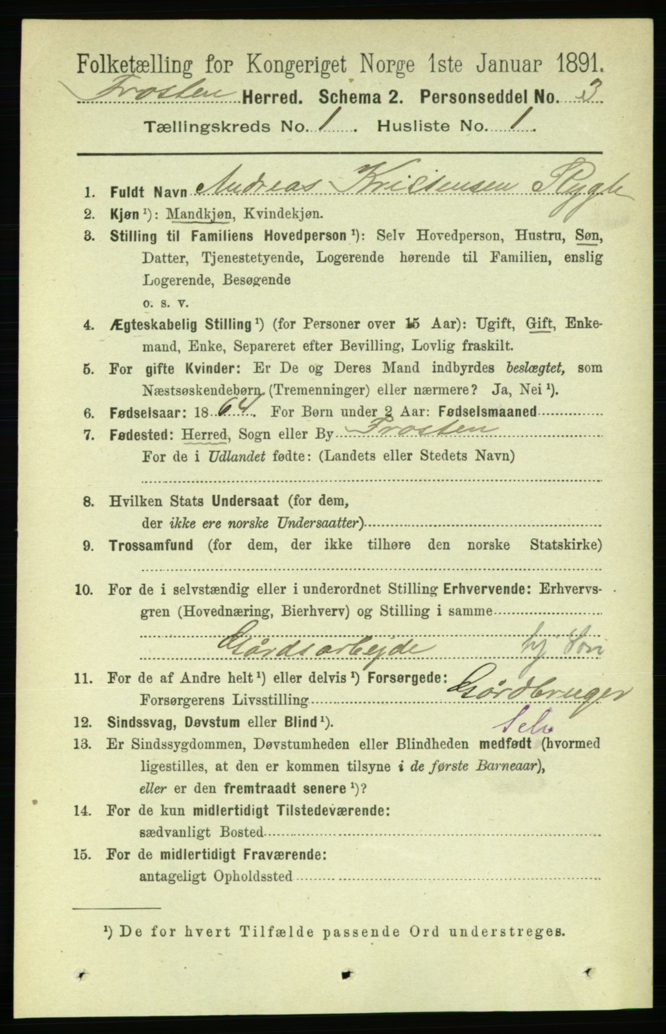 RA, 1891 census for 1717 Frosta, 1891, p. 146