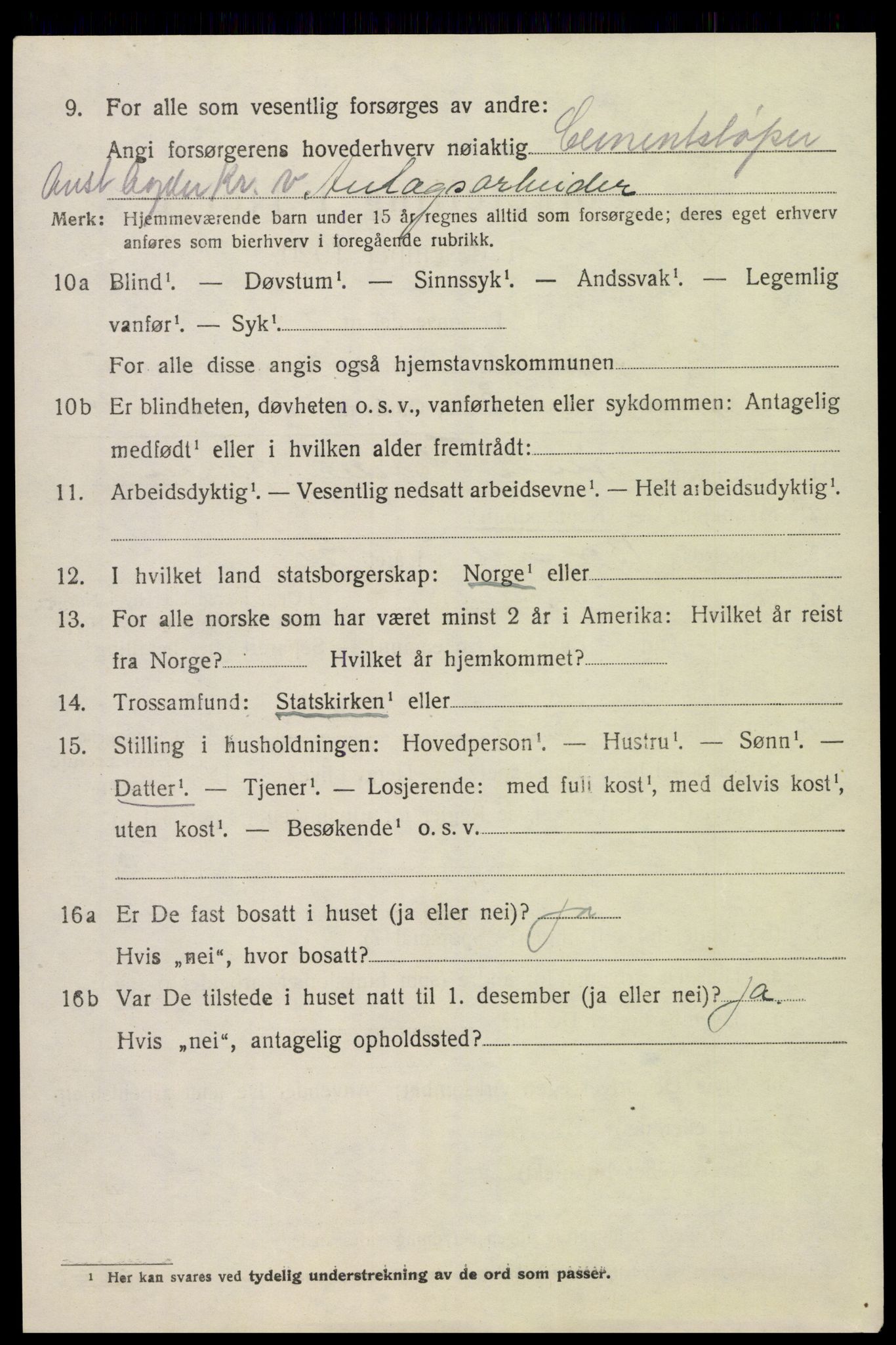 SAK, 1920 census for Åmli, 1920, p. 2314