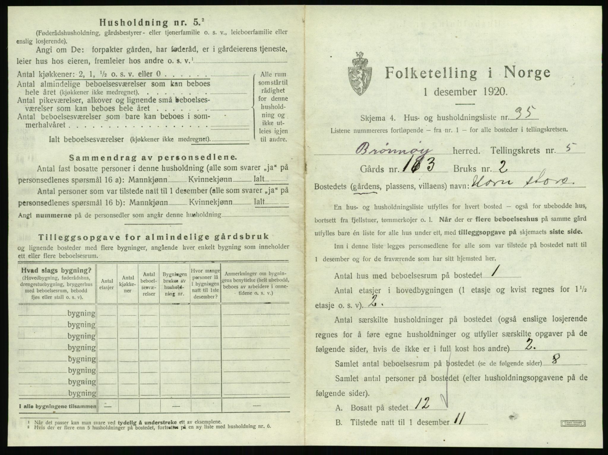 SAT, 1920 census for Brønnøy, 1920, p. 492