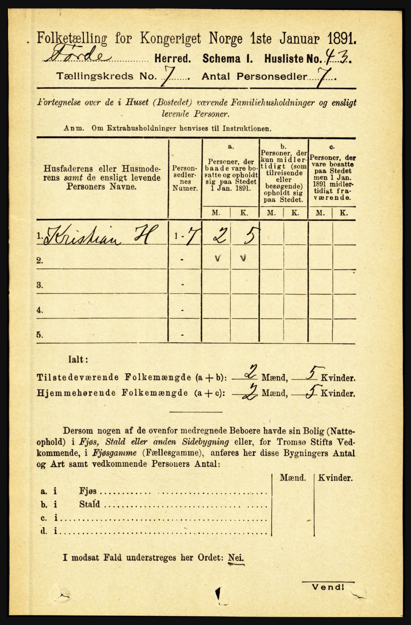 RA, 1891 census for 1432 Førde, 1891, p. 2487