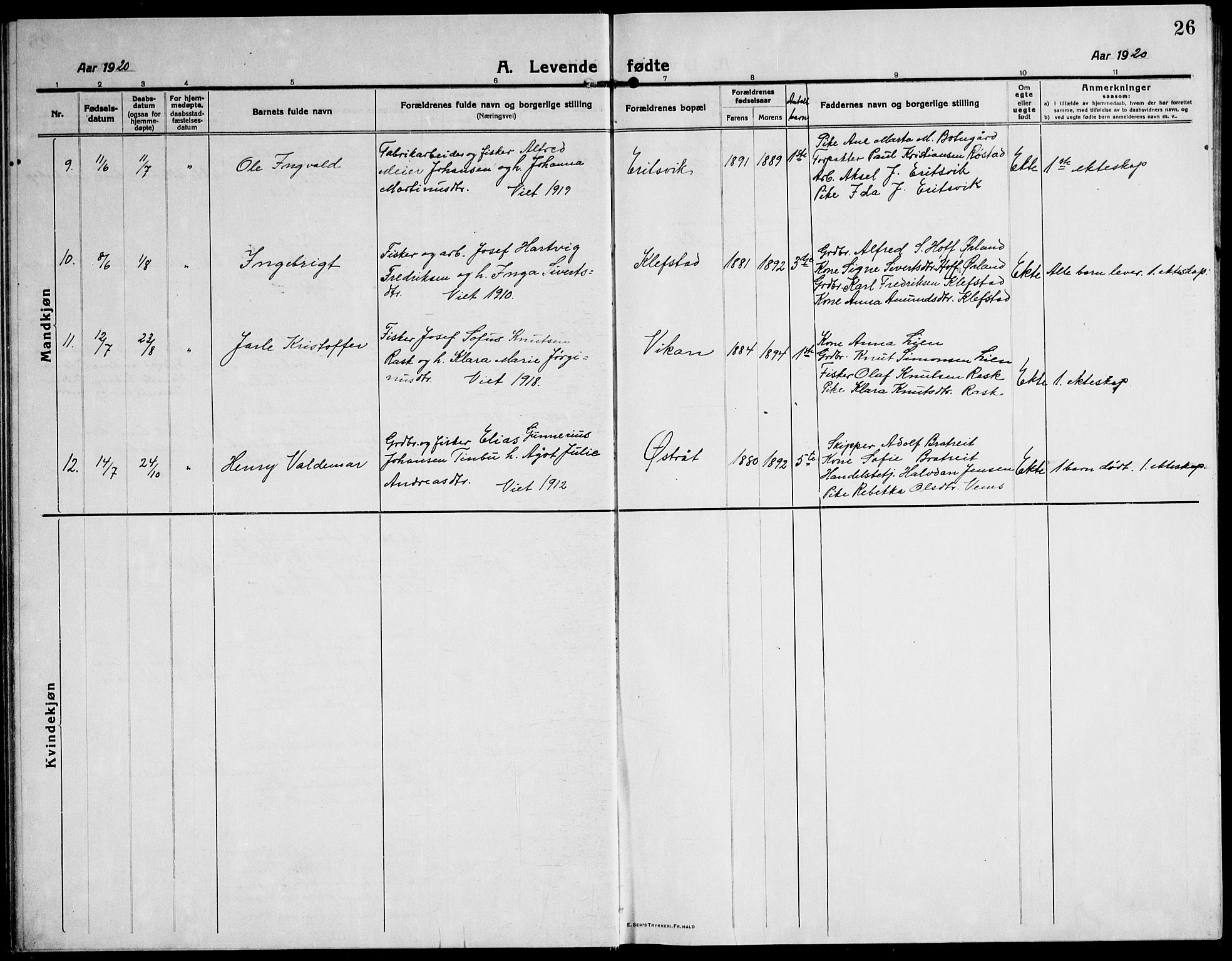 Ministerialprotokoller, klokkerbøker og fødselsregistre - Sør-Trøndelag, SAT/A-1456/651/L0648: Parish register (copy) no. 651C02, 1915-1945, p. 26