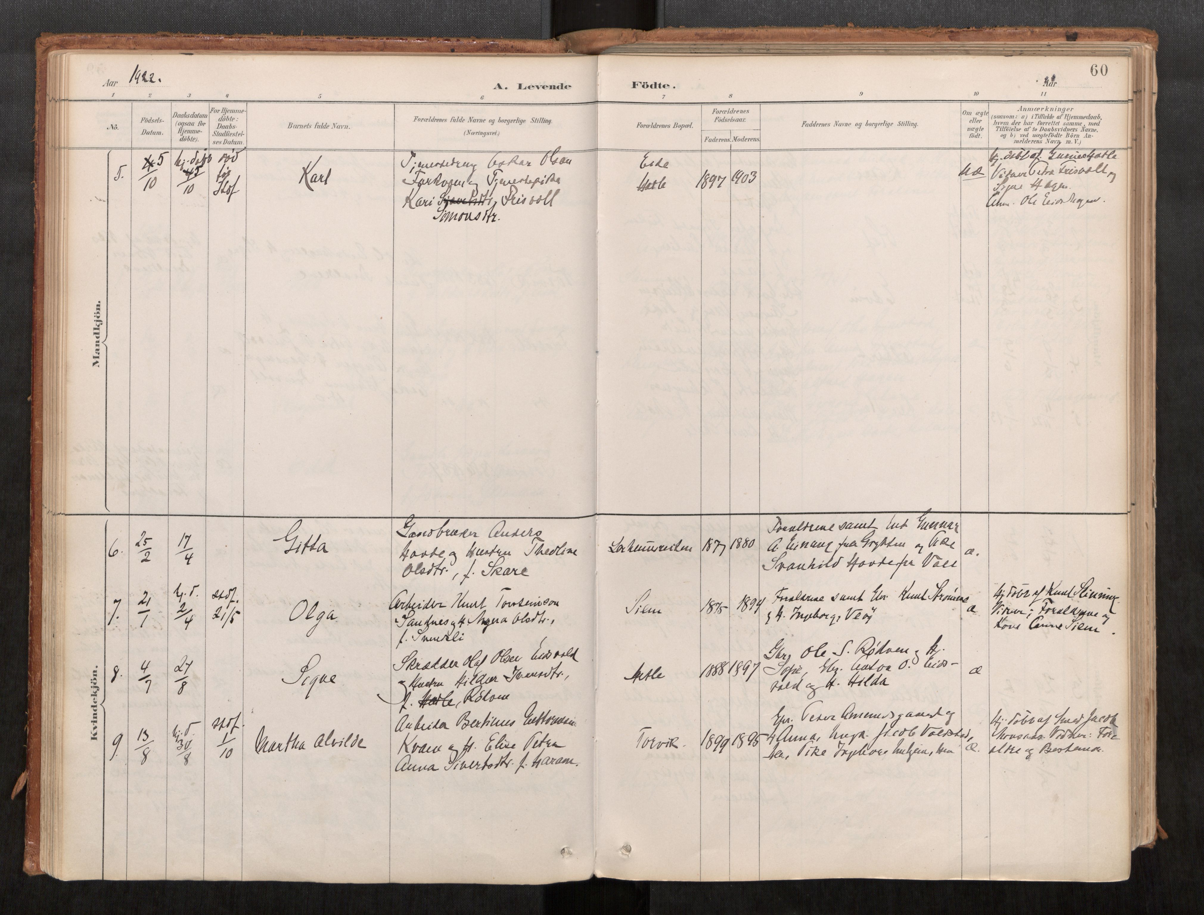 Ministerialprotokoller, klokkerbøker og fødselsregistre - Møre og Romsdal, AV/SAT-A-1454/542/L0553: Parish register (official) no. 542A03, 1885-1925, p. 60