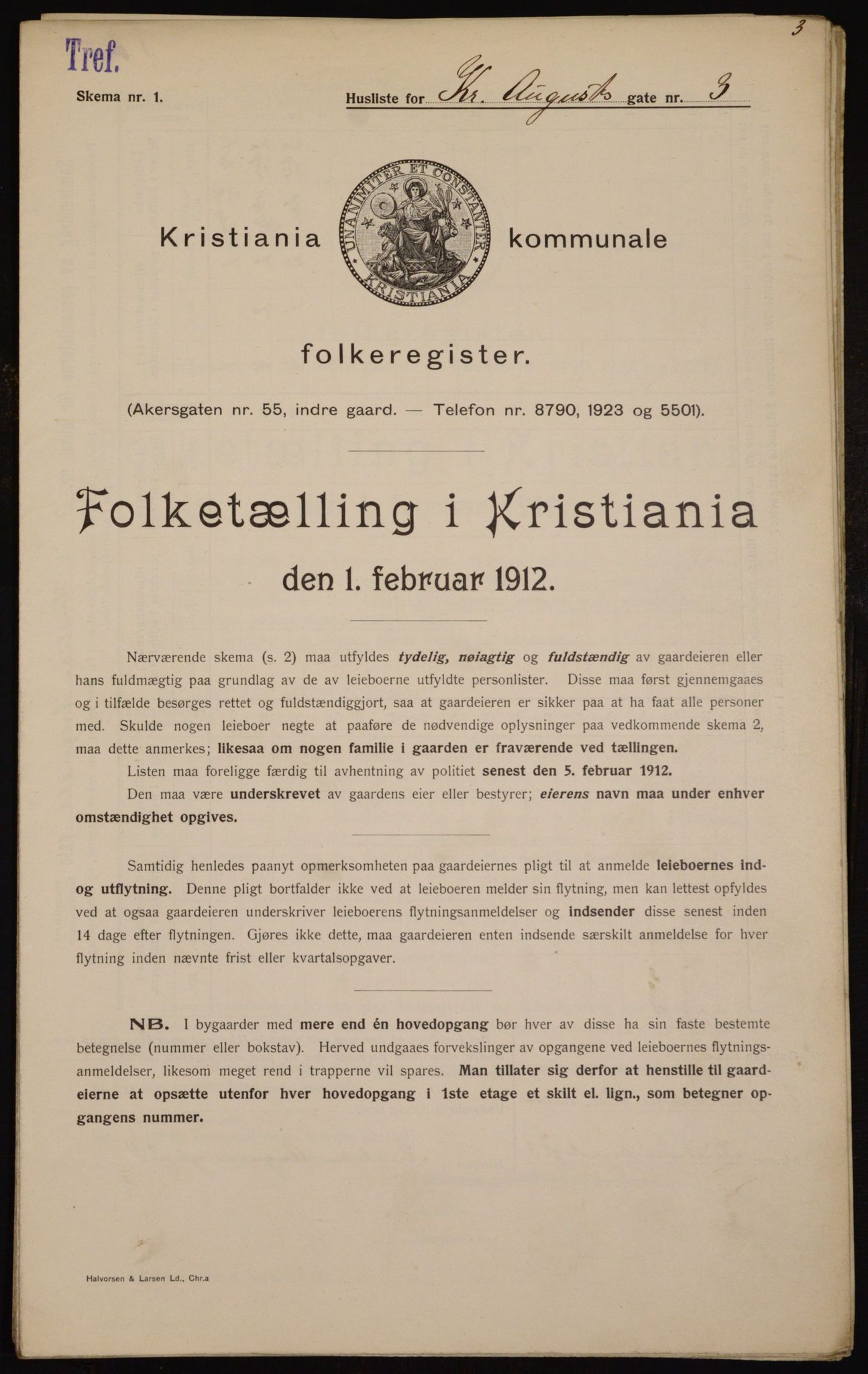 OBA, Municipal Census 1912 for Kristiania, 1912, p. 54196