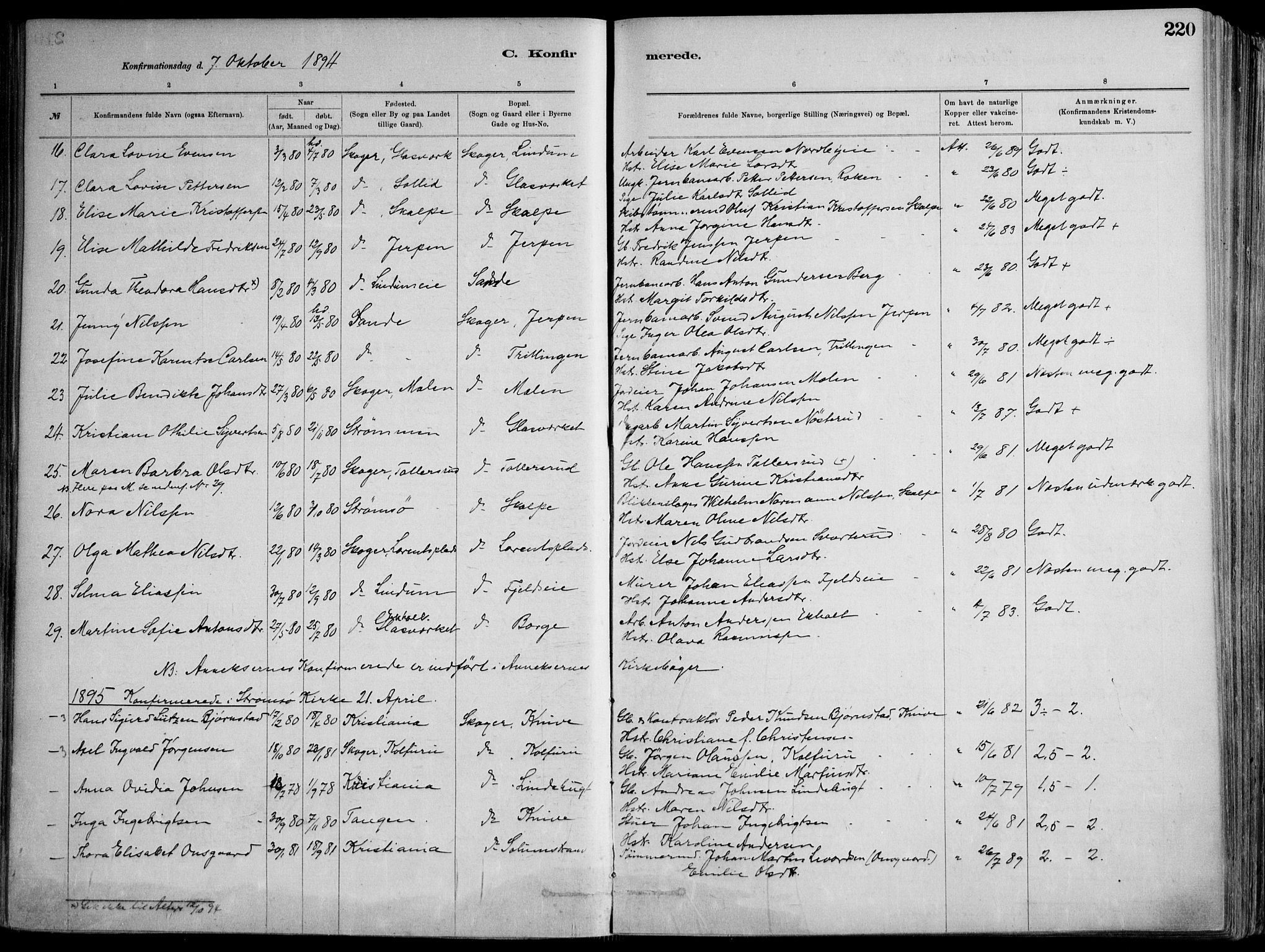 Skoger kirkebøker, AV/SAKO-A-59/F/Fa/L0006: Parish register (official) no. I 6, 1885-1910, p. 220