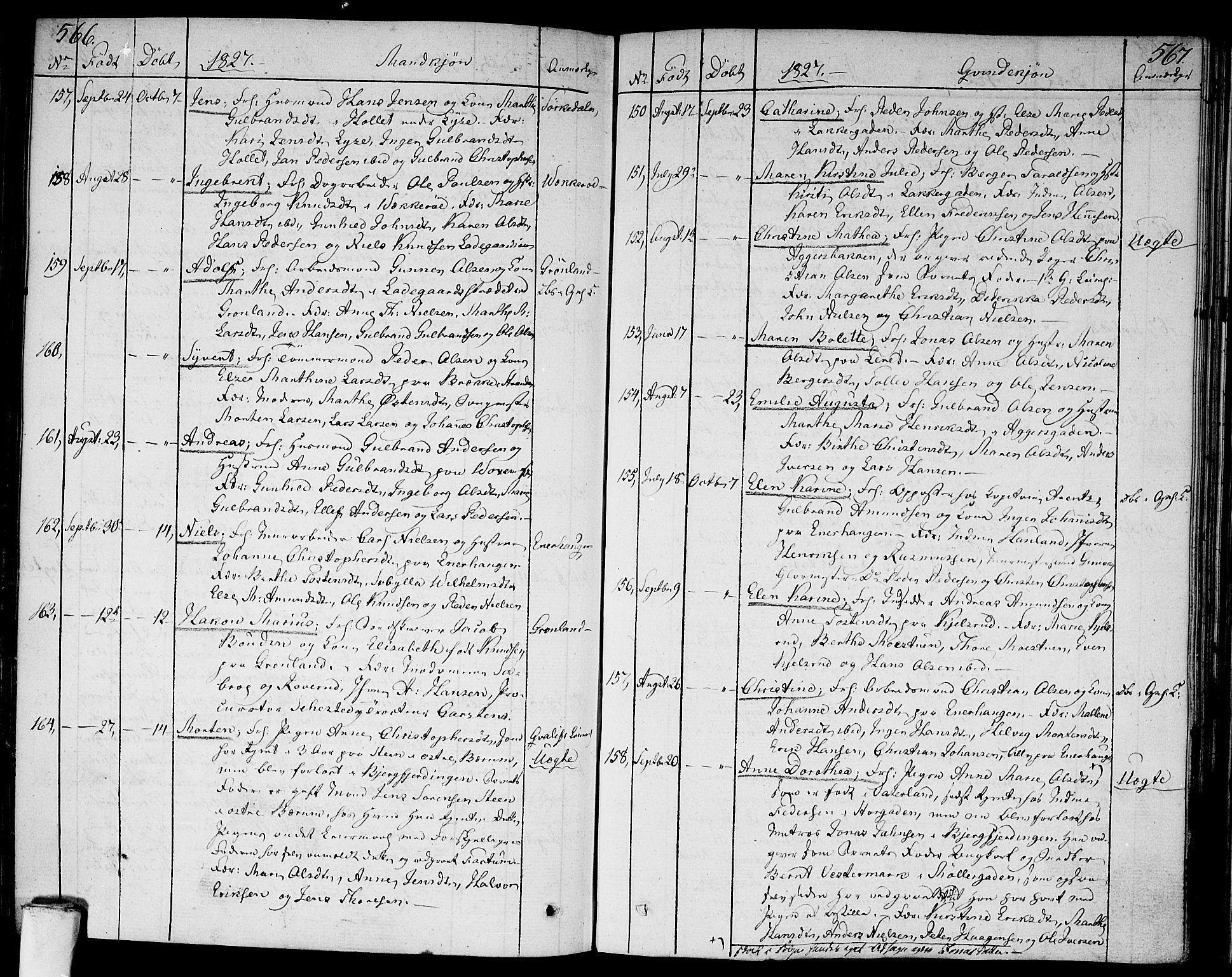 Aker prestekontor kirkebøker, AV/SAO-A-10861/F/L0012: Parish register (official) no. 12, 1819-1828, p. 566-567