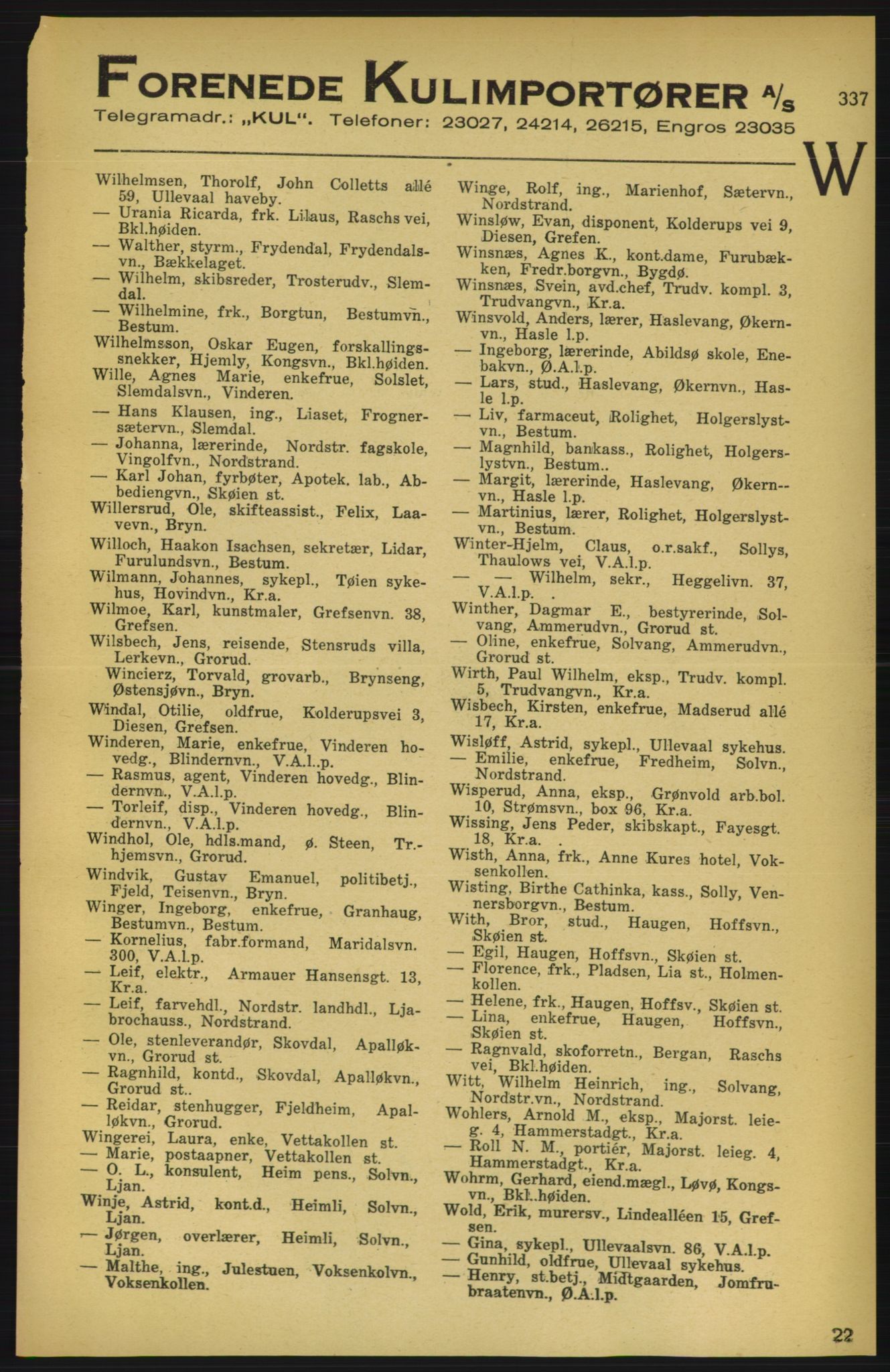 Aker adressebok/adressekalender, PUBL/001/A/003: Akers adressekalender, 1924-1925, p. 337