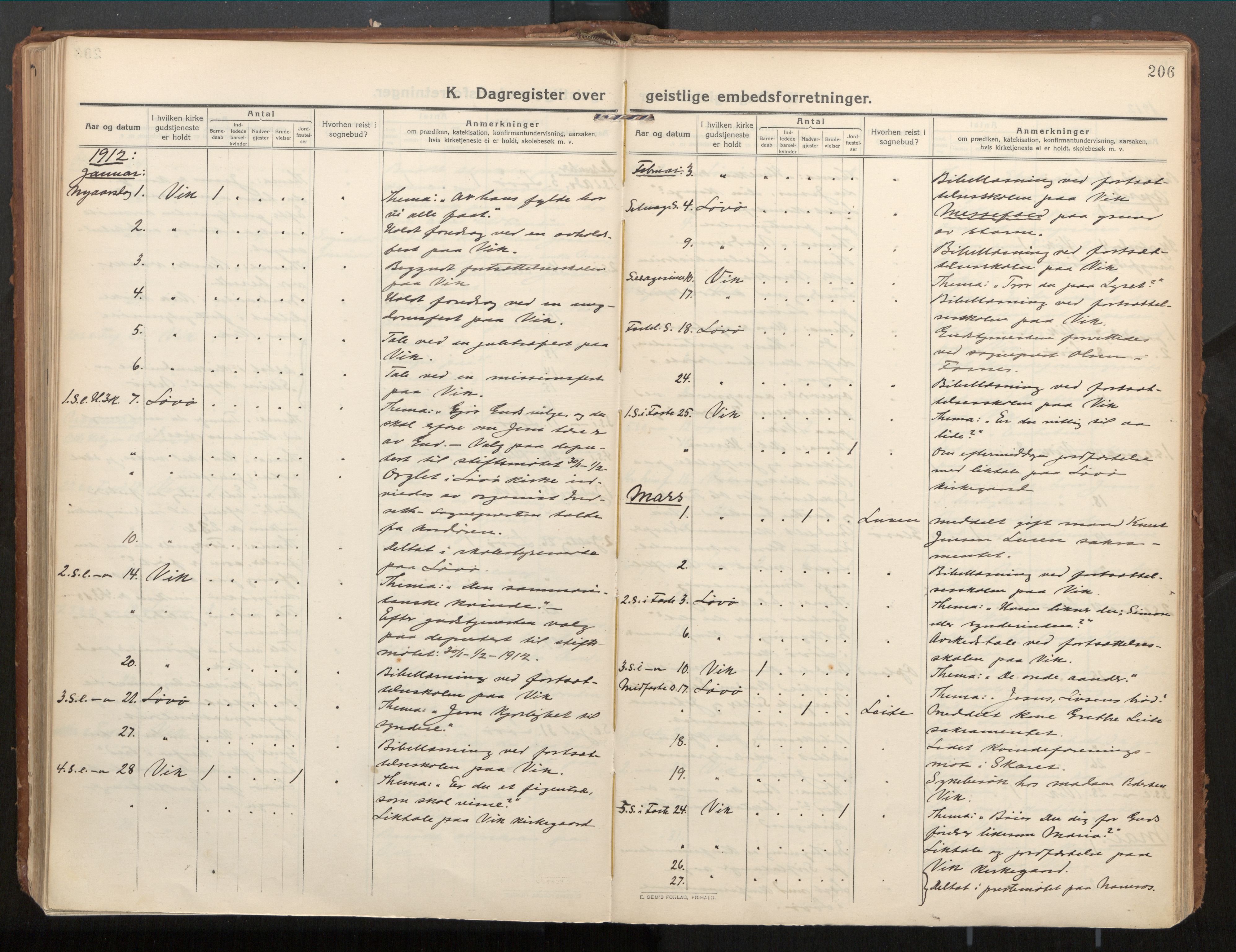 Ministerialprotokoller, klokkerbøker og fødselsregistre - Nord-Trøndelag, SAT/A-1458/771/L0598: Parish register (official) no. 771A05, 1911-1937, p. 206
