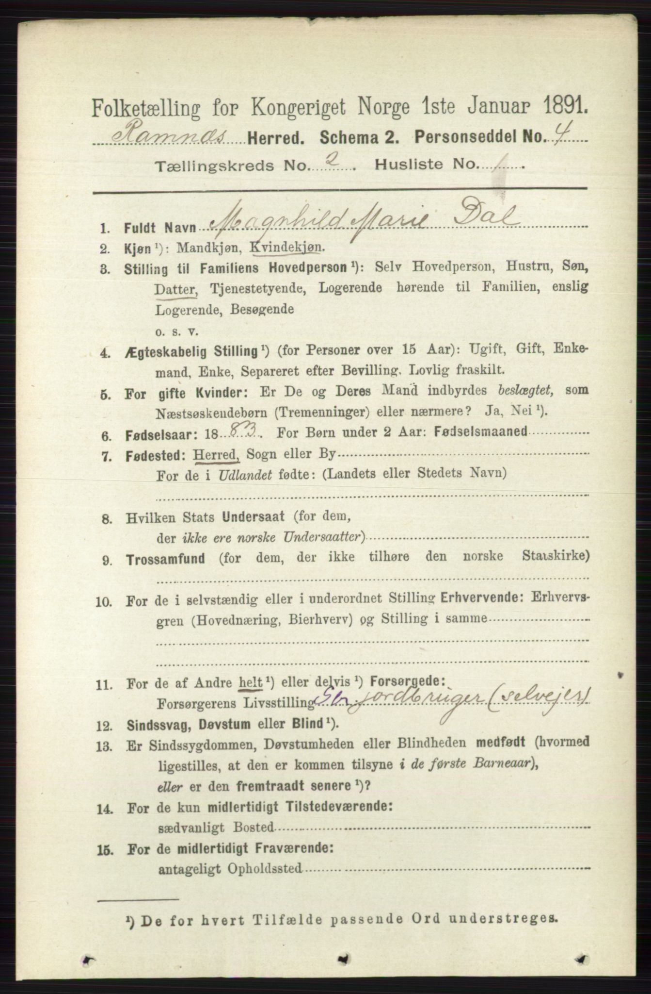 RA, 1891 census for 0718 Ramnes, 1891, p. 571