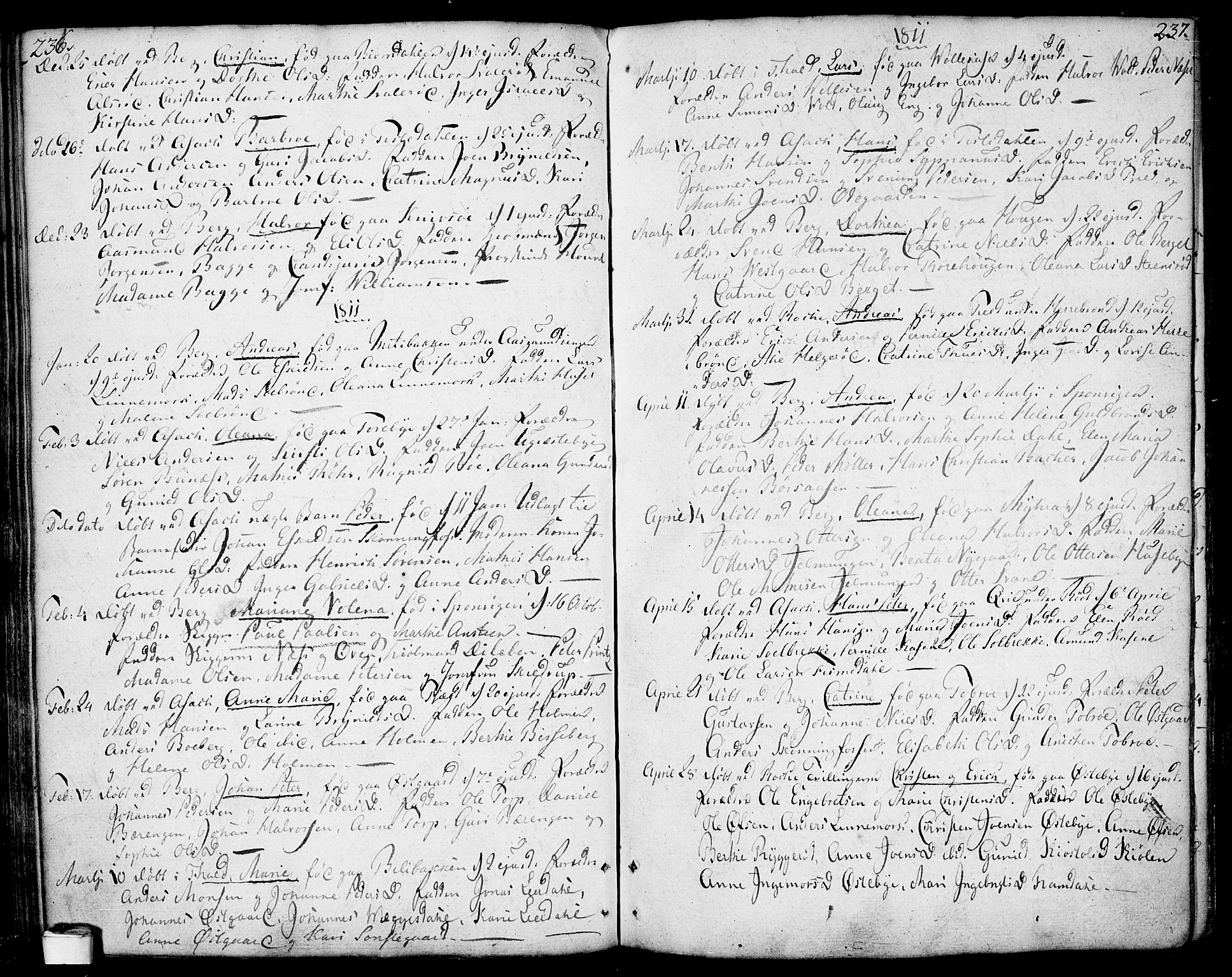 Berg prestekontor Kirkebøker, SAO/A-10902/F/Fa/L0001: Parish register (official) no. I 1, 1770-1814, p. 236-237