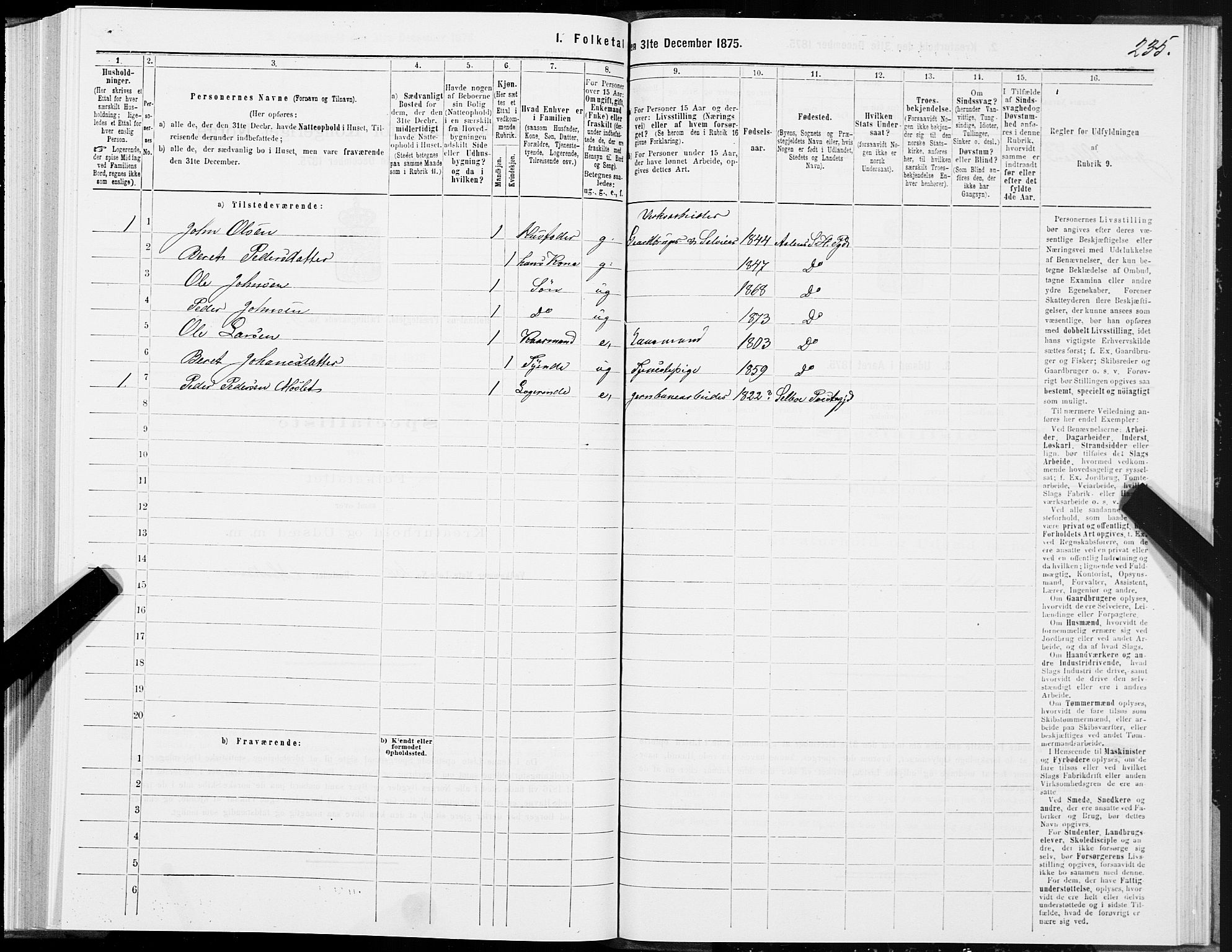 SAT, 1875 census for 1645P Haltdalen, 1875, p. 5235