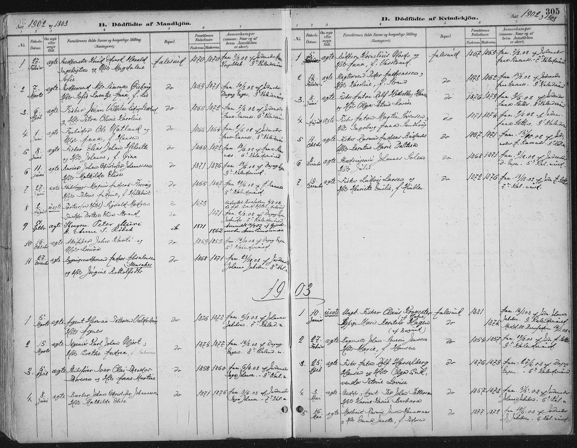 Ministerialprotokoller, klokkerbøker og fødselsregistre - Møre og Romsdal, SAT/A-1454/529/L0456: Parish register (official) no. 529A06, 1894-1906, p. 305