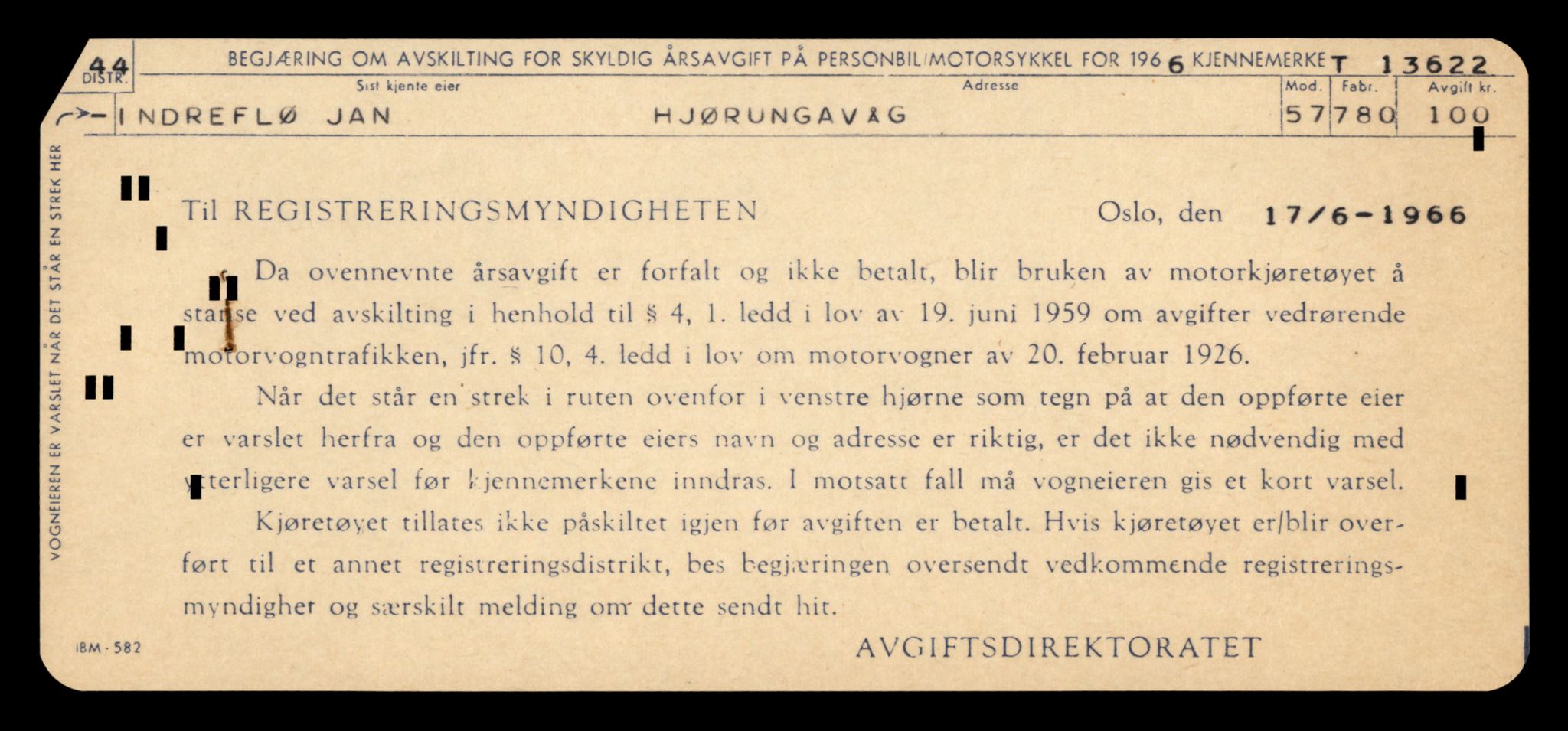 Møre og Romsdal vegkontor - Ålesund trafikkstasjon, AV/SAT-A-4099/F/Fe/L0040: Registreringskort for kjøretøy T 13531 - T 13709, 1927-1998, p. 1603