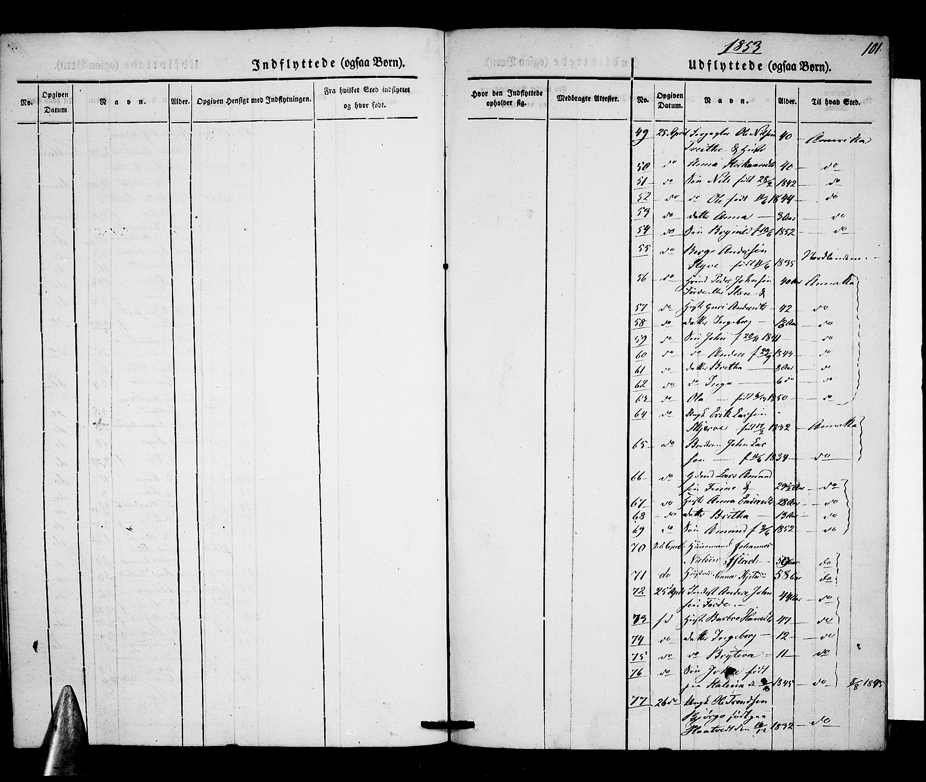 Voss sokneprestembete, AV/SAB-A-79001/H/Haa: Parish register (official) no. A 15, 1845-1855, p. 101