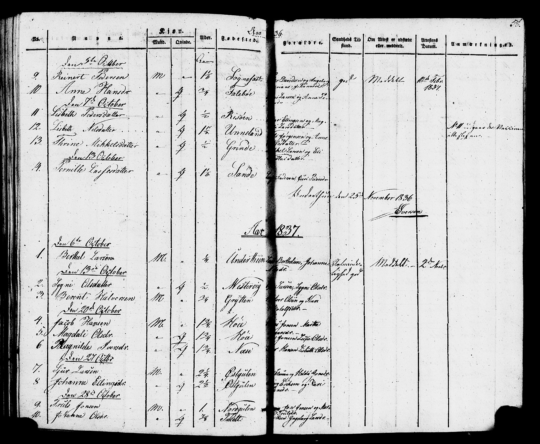 Gulen sokneprestembete, AV/SAB-A-80201/H/Haa/Haaa/L0026: Parish register (official) no. A 26, 1826-1842, p. 58