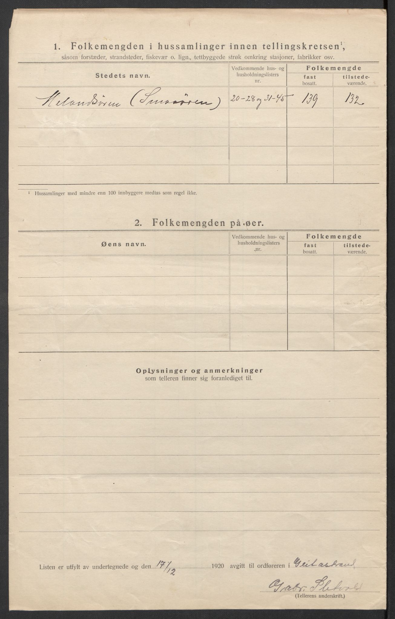 SAT, 1920 census for Geitastrand, 1920, p. 12