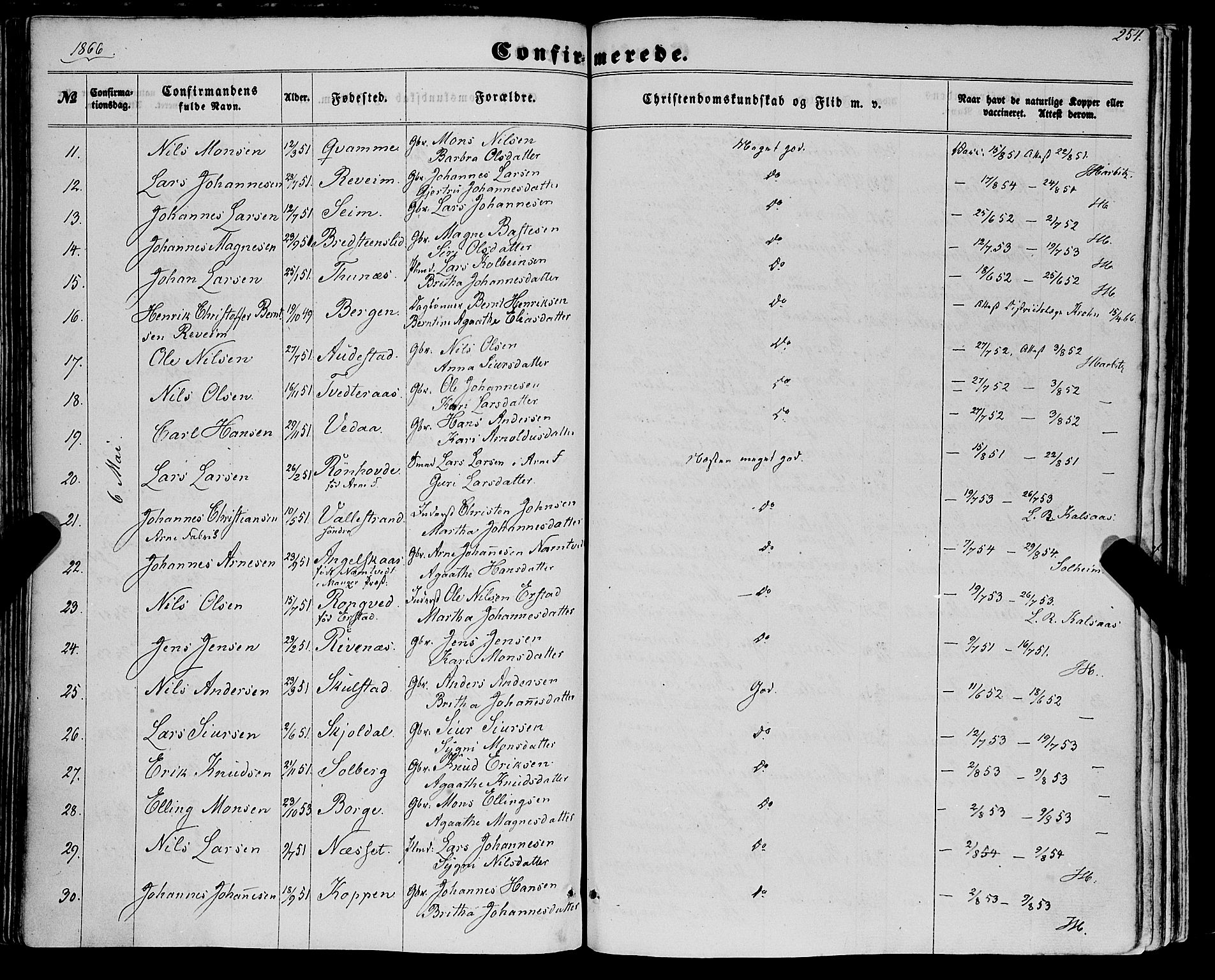 Haus sokneprestembete, AV/SAB-A-75601/H/Haa: Parish register (official) no. A 17, 1858-1870, p. 254