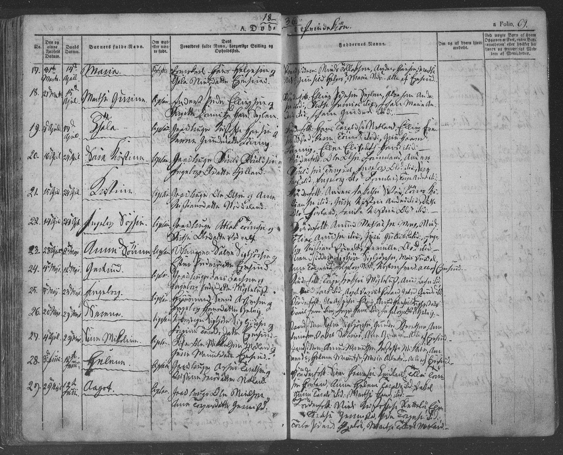 Eigersund sokneprestkontor, AV/SAST-A-101807/S08/L0009: Parish register (official) no. A 9, 1827-1850, p. 69