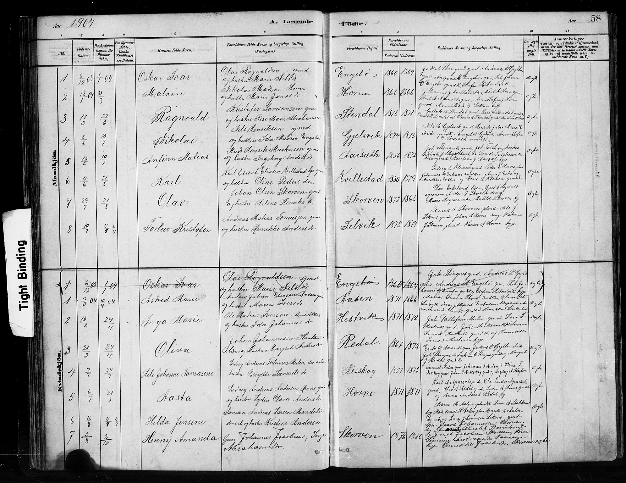 Førde sokneprestembete, SAB/A-79901/H/Hab/Habe/L0001: Parish register (copy) no. E 1, 1881-1920, p. 58