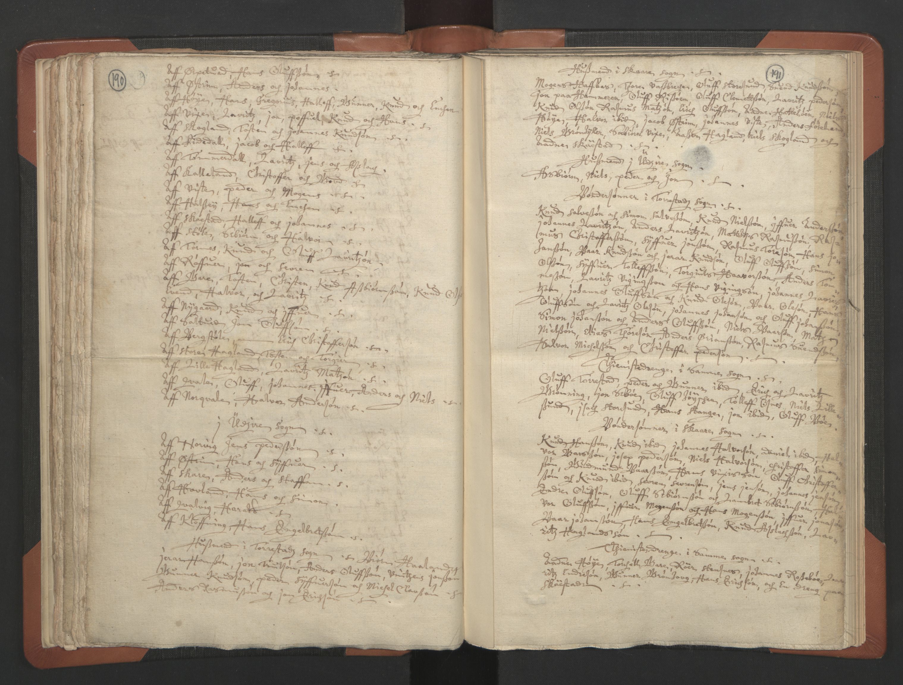 RA, Vicar's Census 1664-1666, no. 18: Stavanger deanery and Karmsund deanery, 1664-1666, p. 190-191