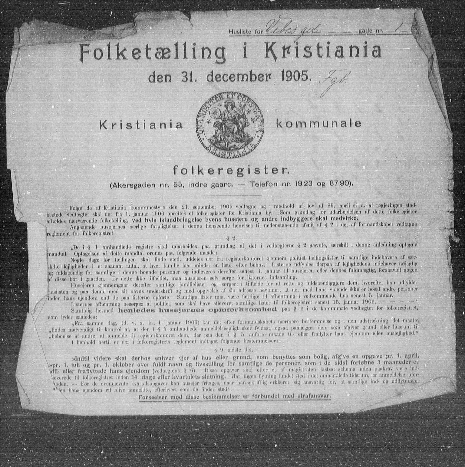 OBA, Municipal Census 1905 for Kristiania, 1905, p. 64454