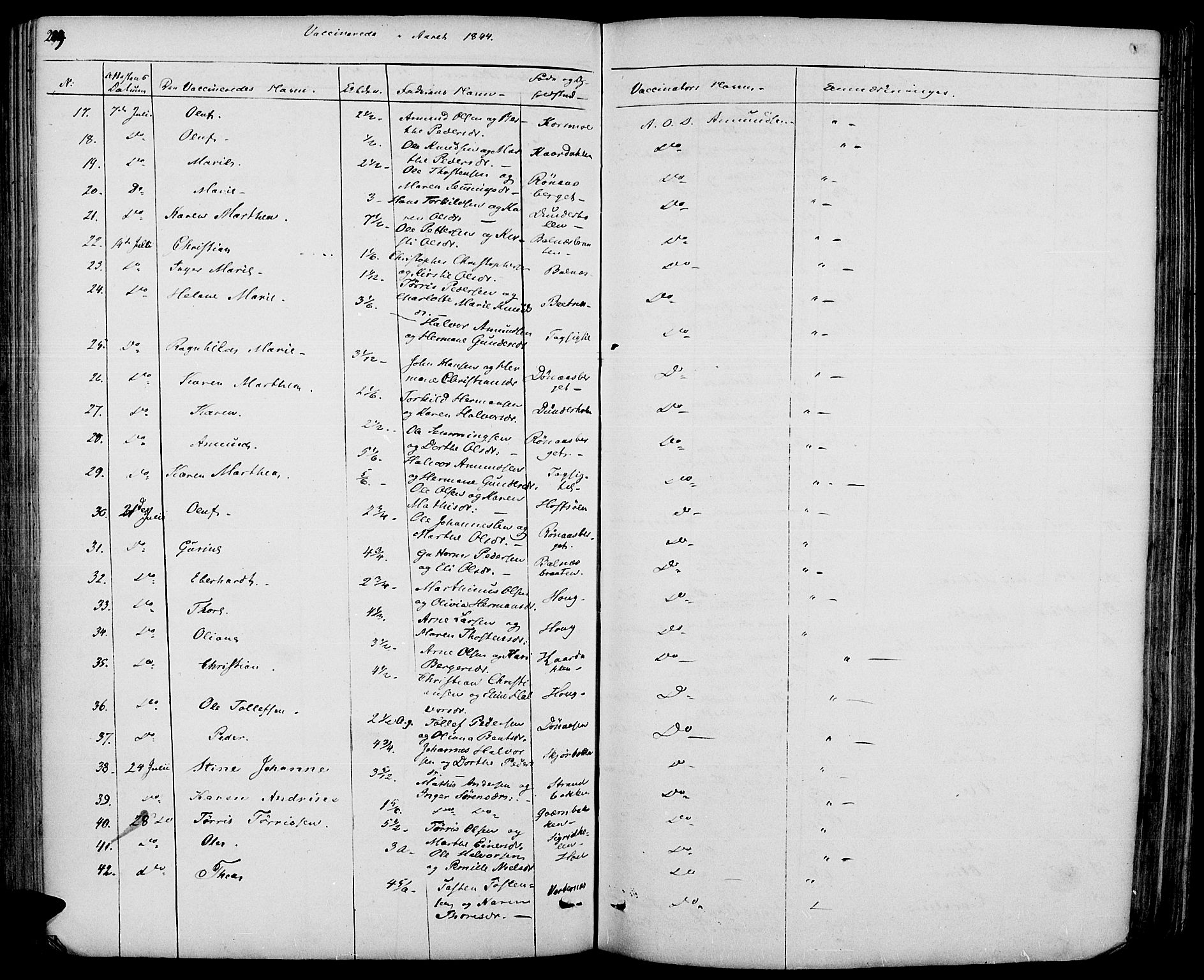 Hof prestekontor, SAH/PREST-038/H/Ha/Haa/L0007: Parish register (official) no. 7, 1841-1848, p. 289