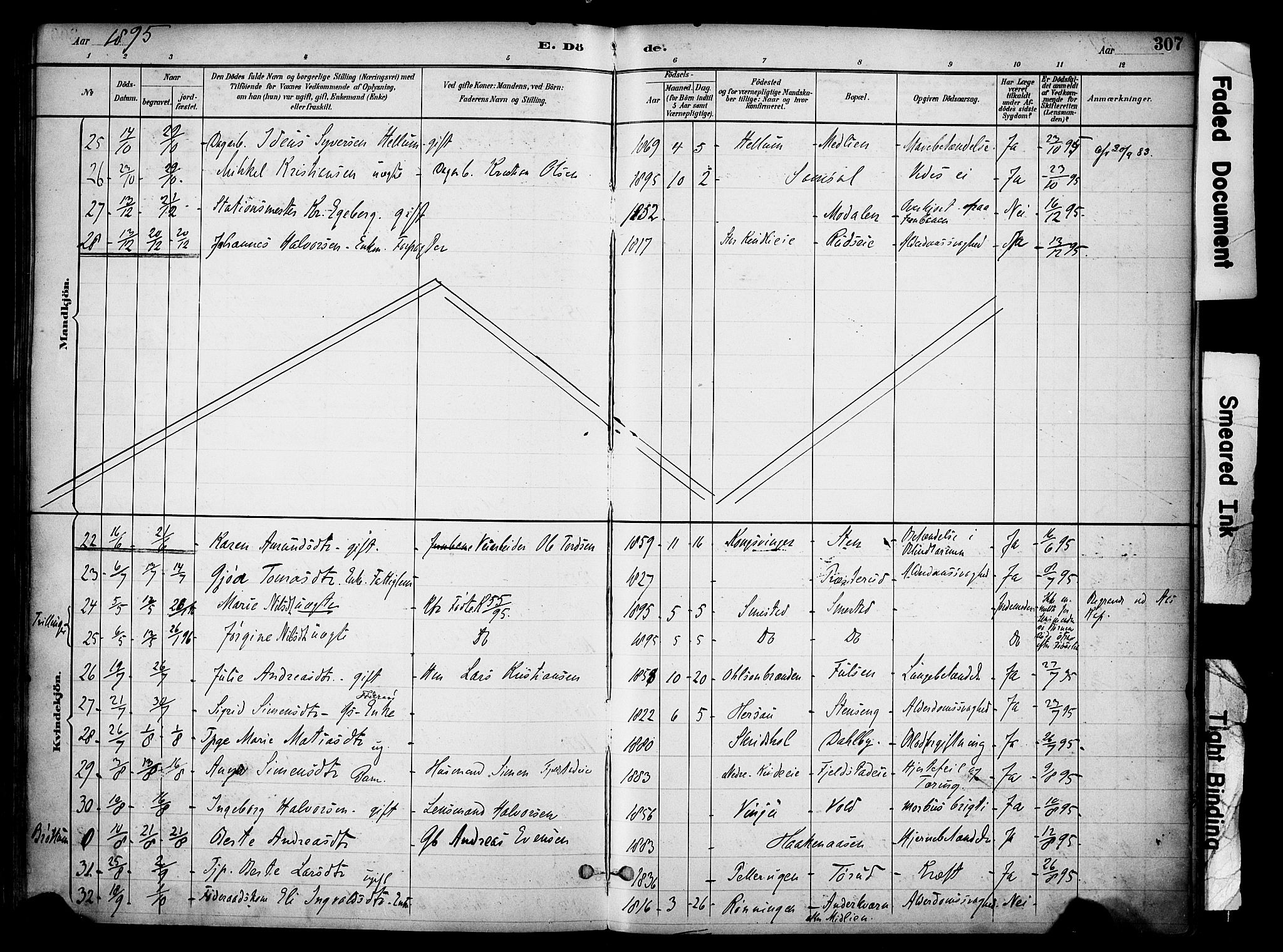 Ringsaker prestekontor, AV/SAH-PREST-014/K/Ka/L0017: Parish register (official) no. 17, 1891-1902, p. 307