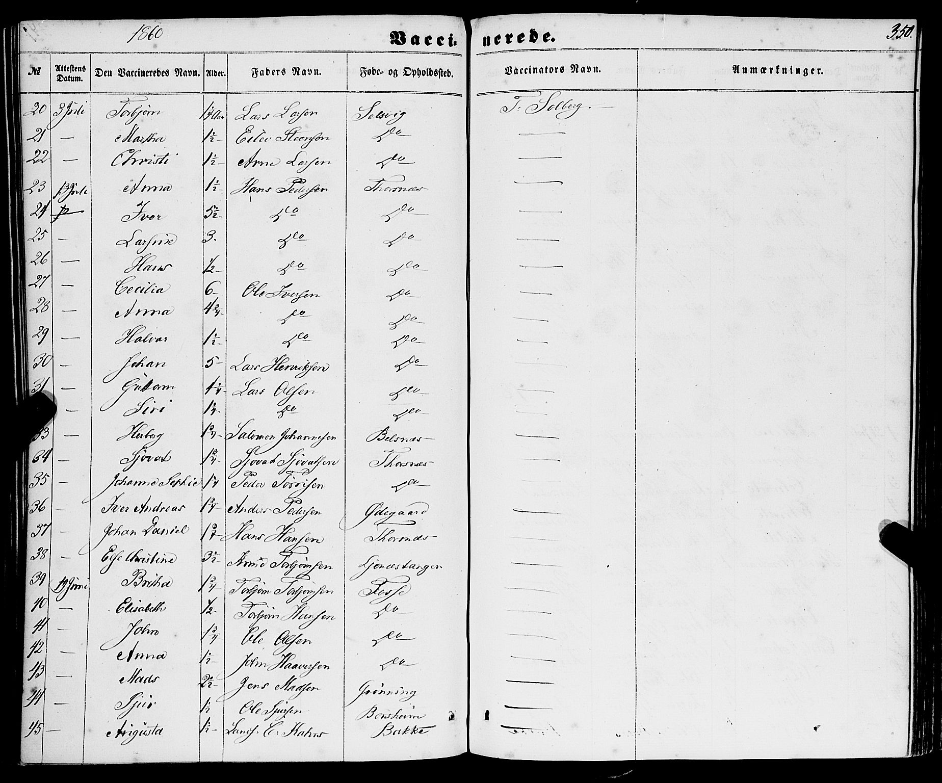 Strandebarm sokneprestembete, AV/SAB-A-78401/H/Haa: Parish register (official) no. A 8, 1858-1872, p. 350