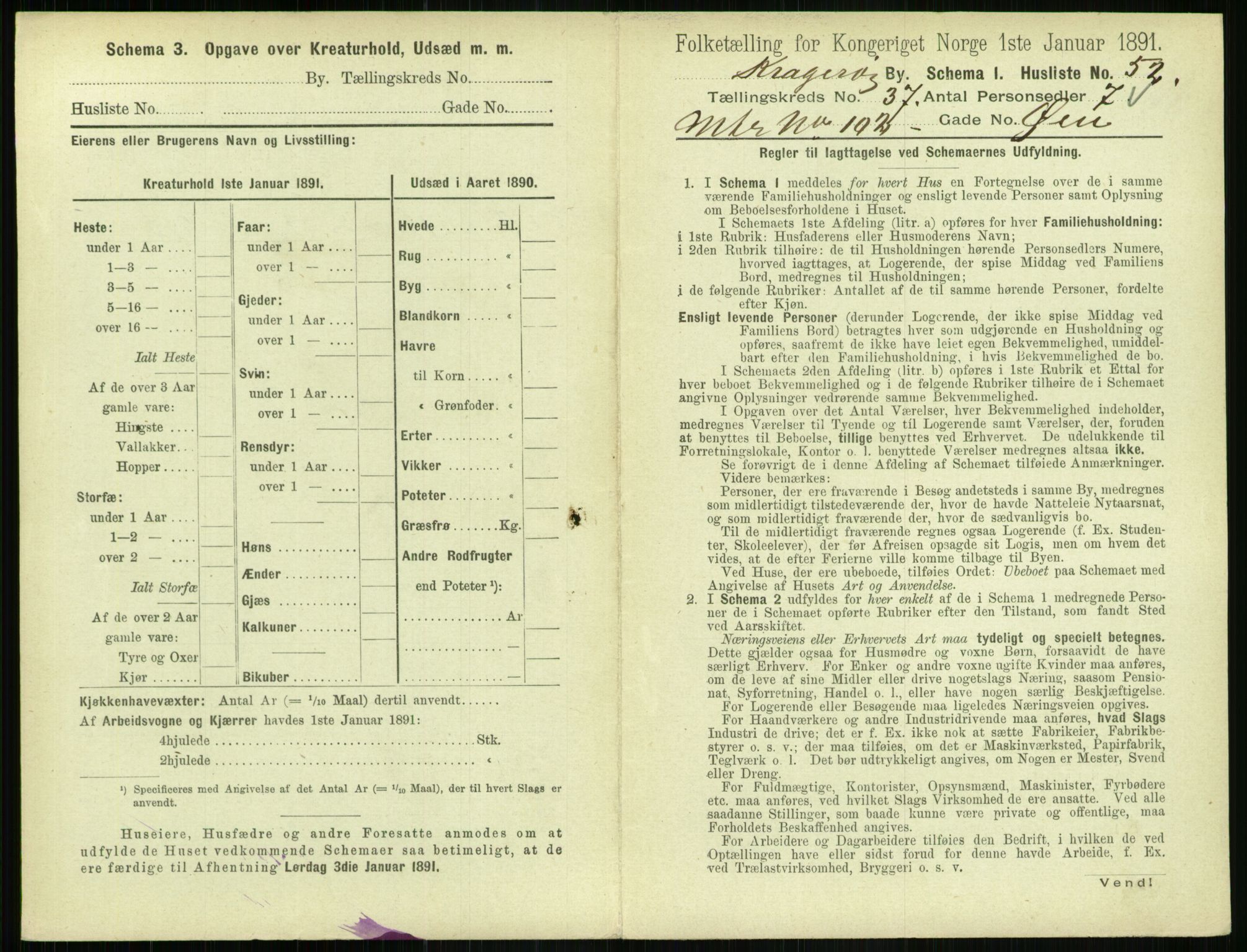 RA, 1891 census for 0801 Kragerø, 1891, p. 1548