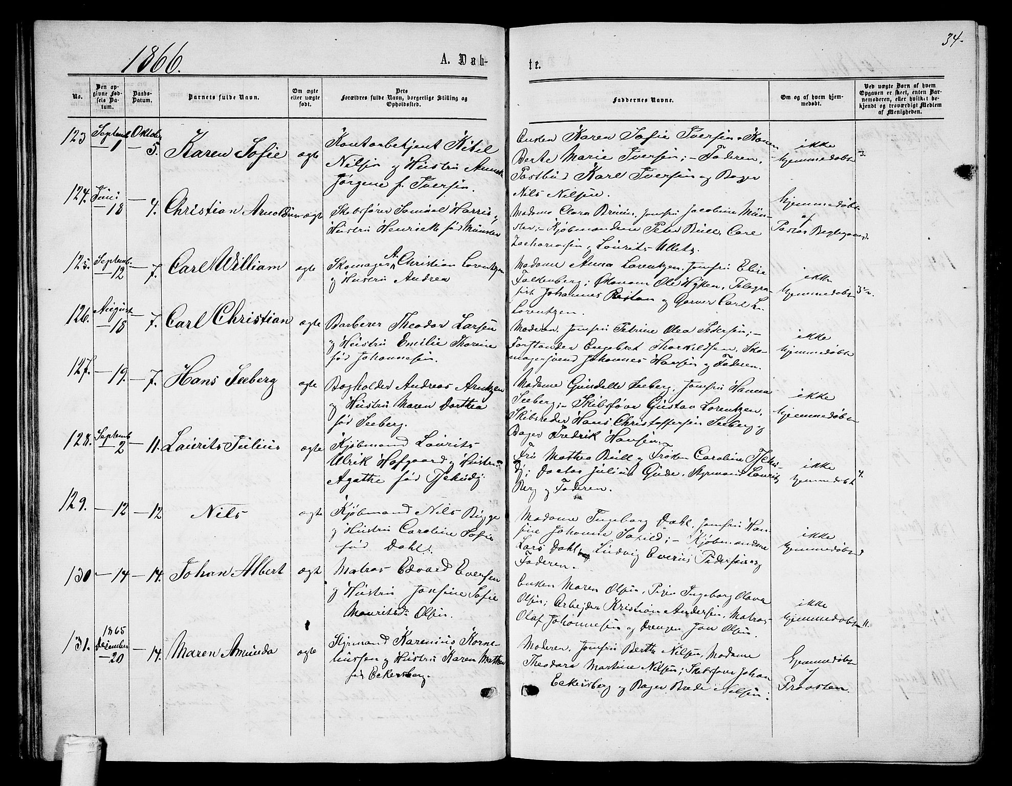 Tønsberg kirkebøker, AV/SAKO-A-330/G/Ga/L0004: Parish register (copy) no. 4, 1865-1874, p. 34