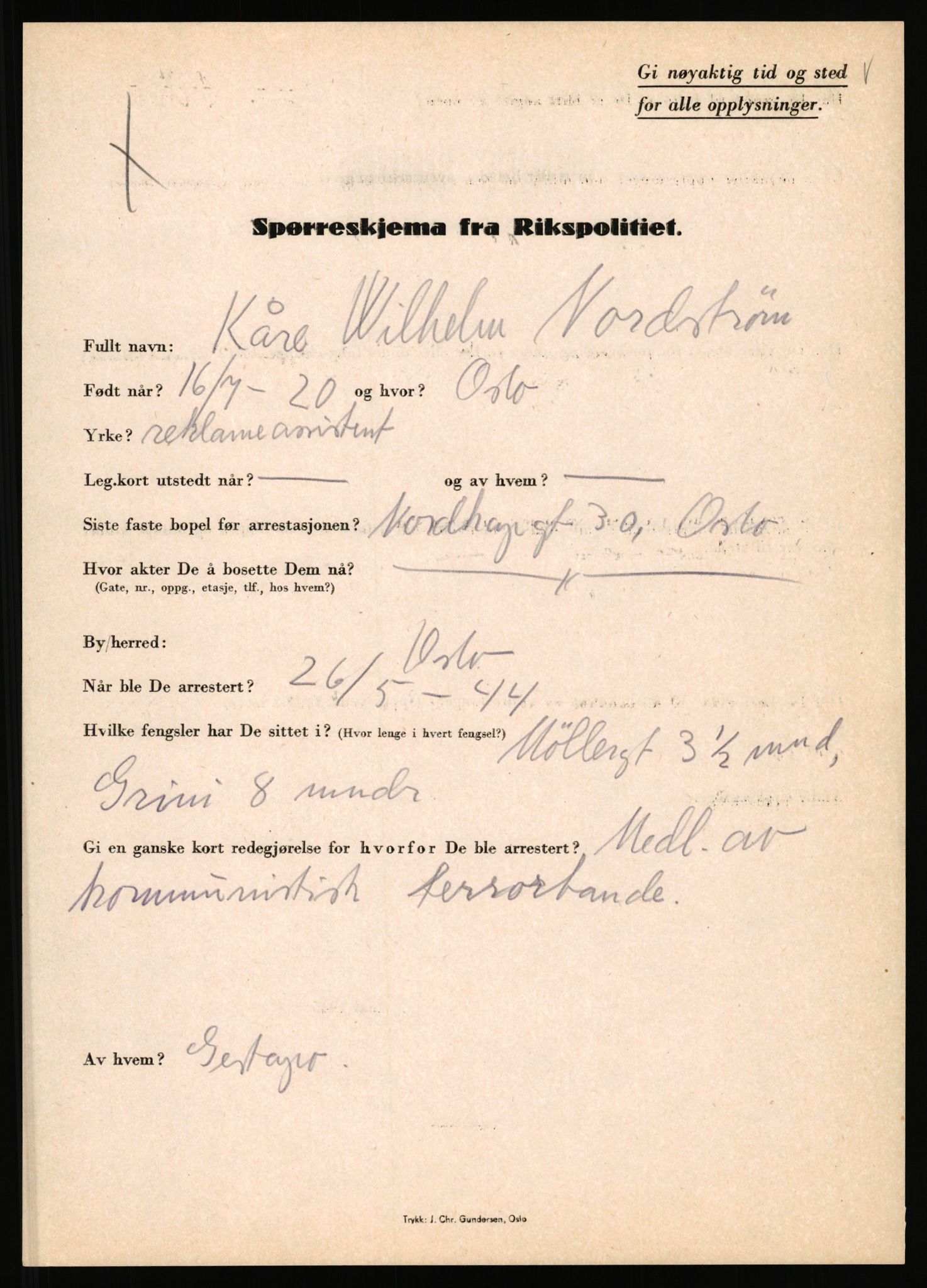 Rikspolitisjefen, AV/RA-S-1560/L/L0012: Mogensen, Øivind - Noraas, Lars, 1940-1945, p. 1072