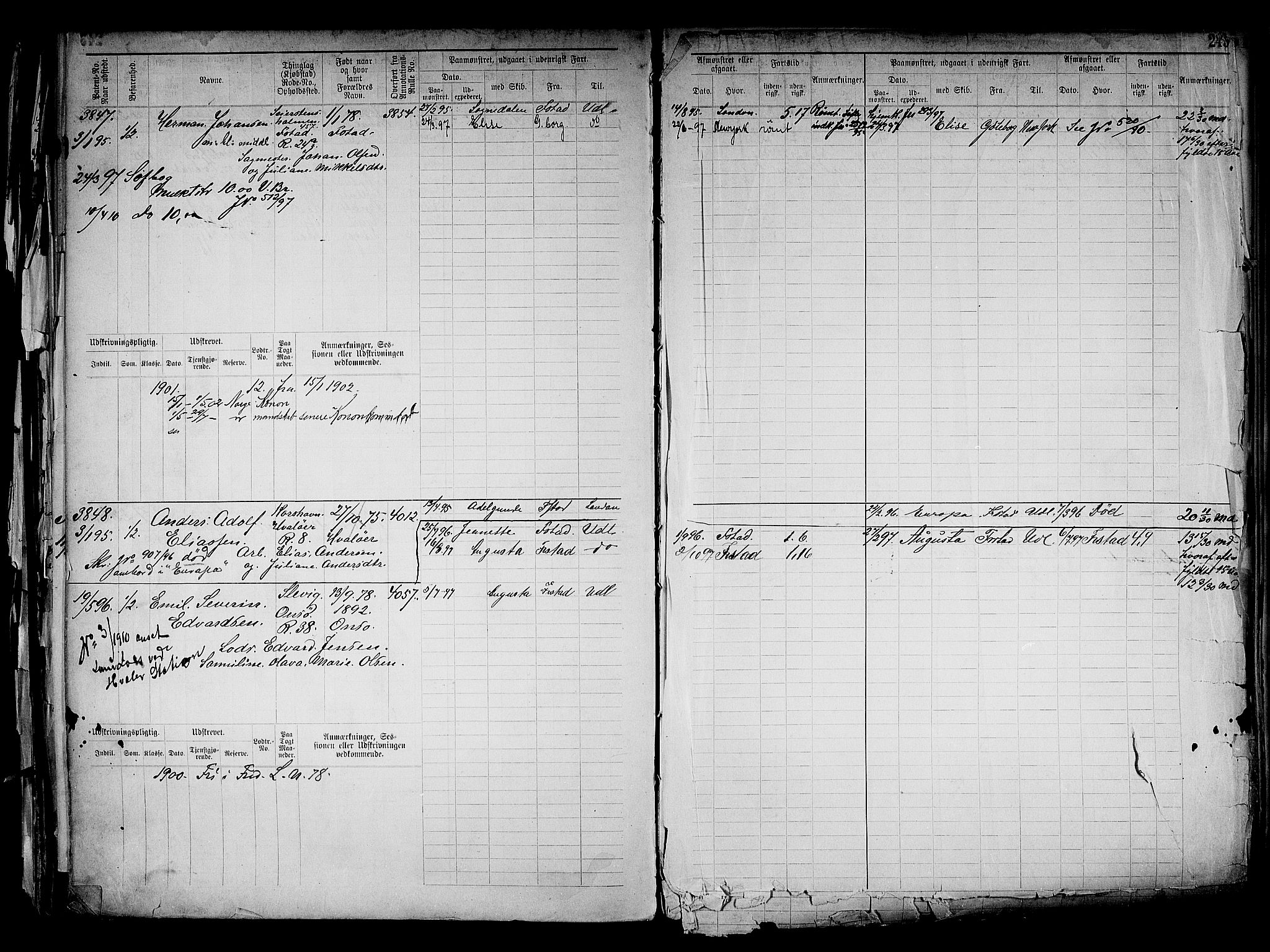 Fredrikstad mønstringskontor, AV/SAO-A-10569b/F/Fc/Fcb/L0015: Hovedrulle, 1892, p. 259